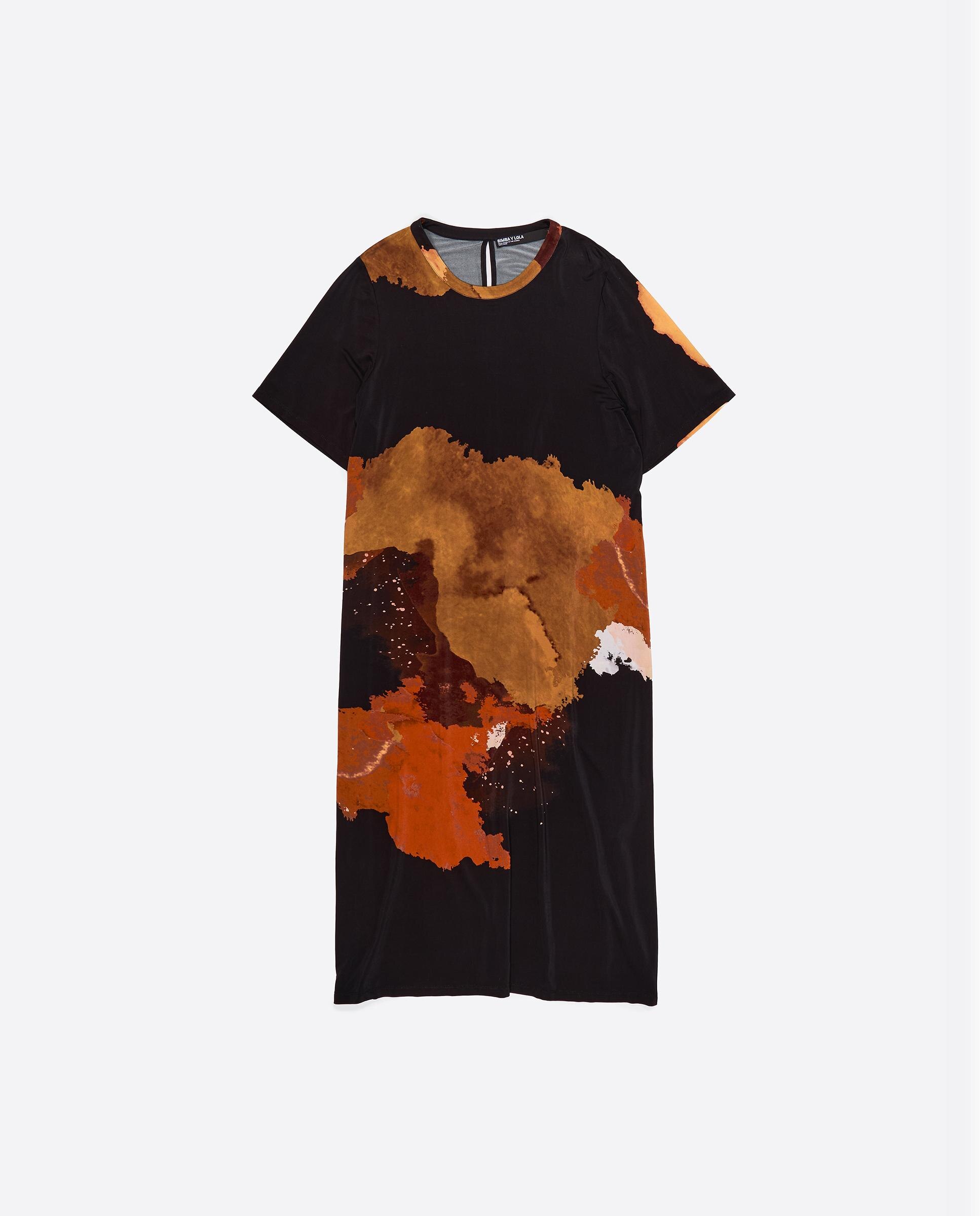 Vestido Midi Fluido com Estampados Preto-6