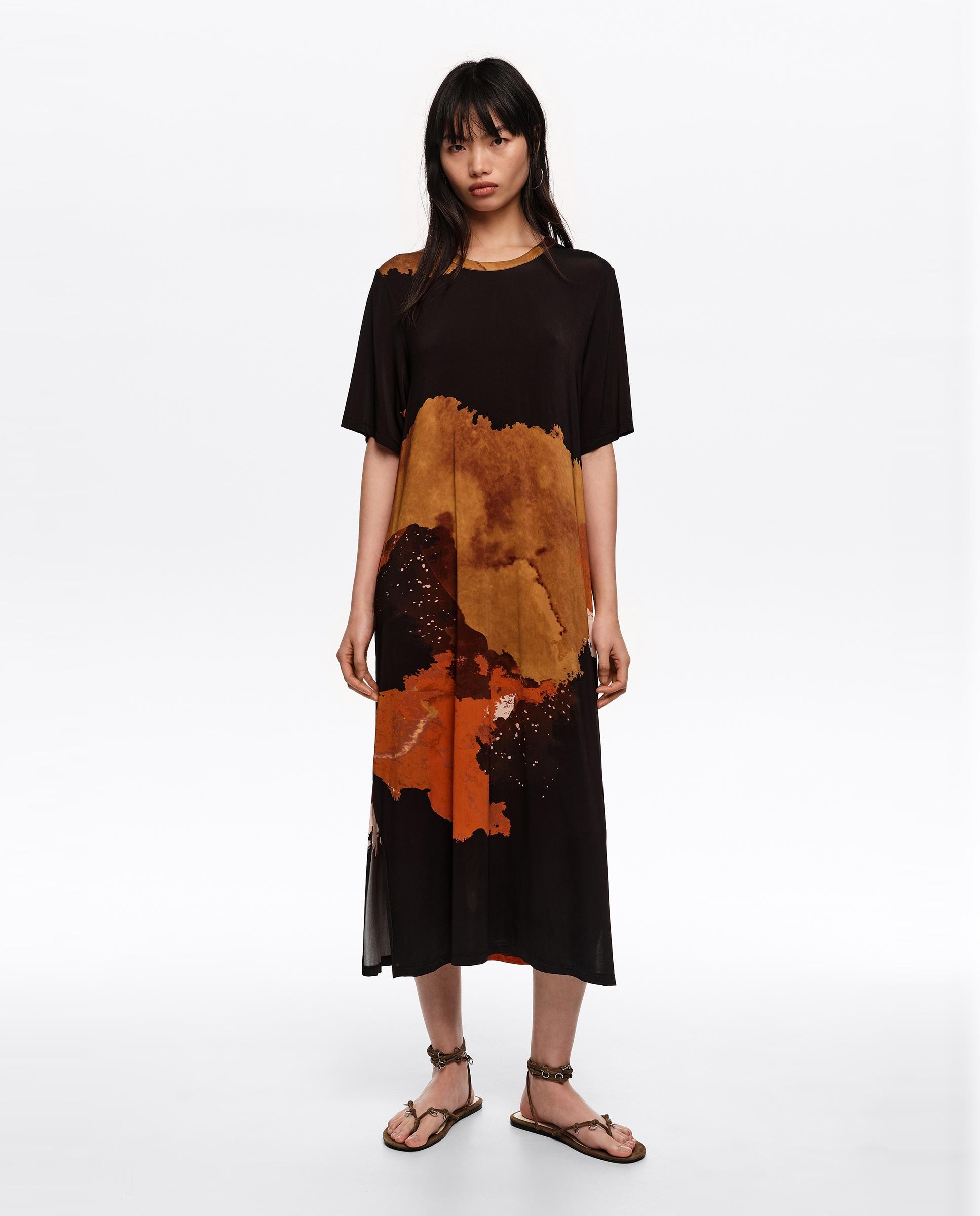 Imagem 0 de Vestido Midi Fluido com Estampados