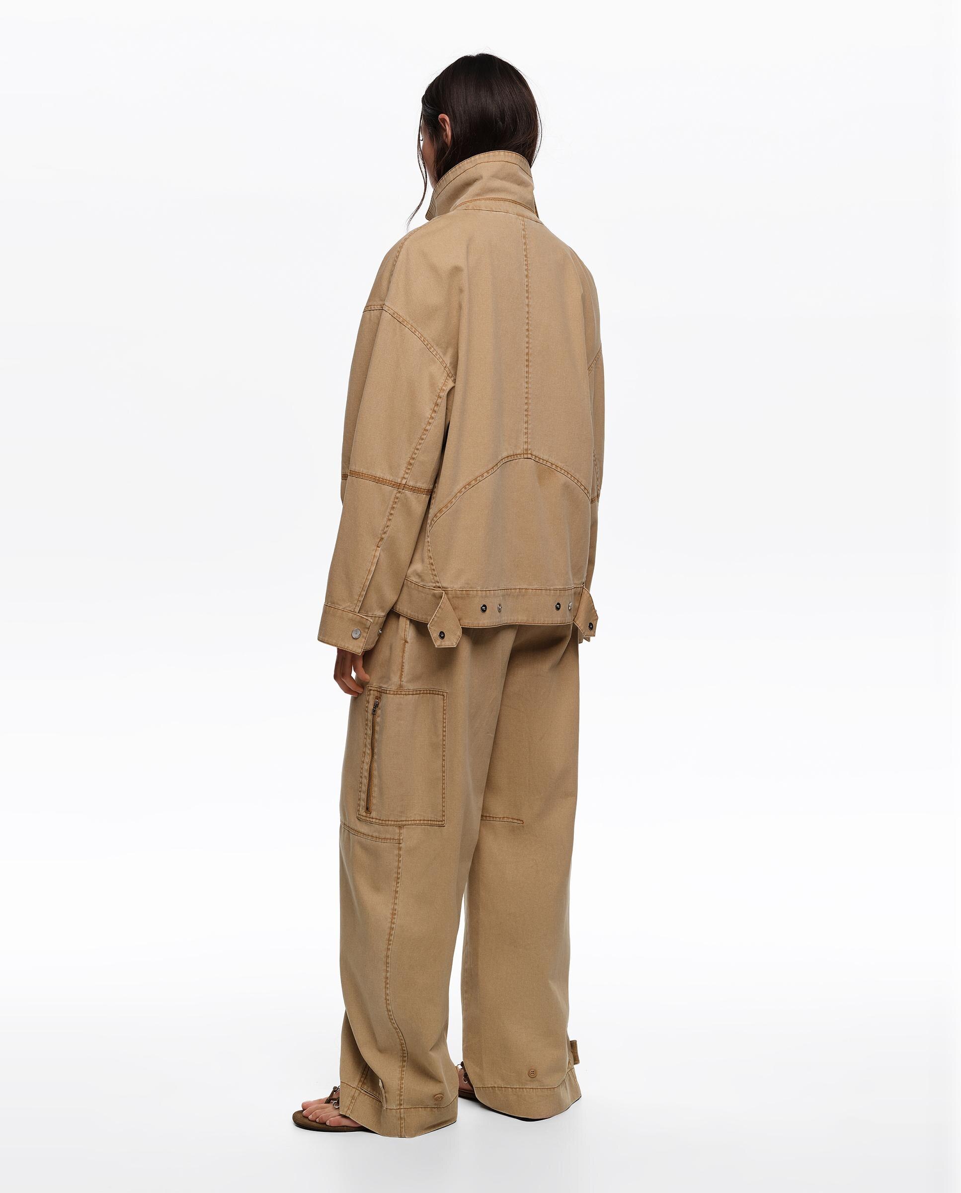Casaco Jeans Cruzado Lavado Camel-5
