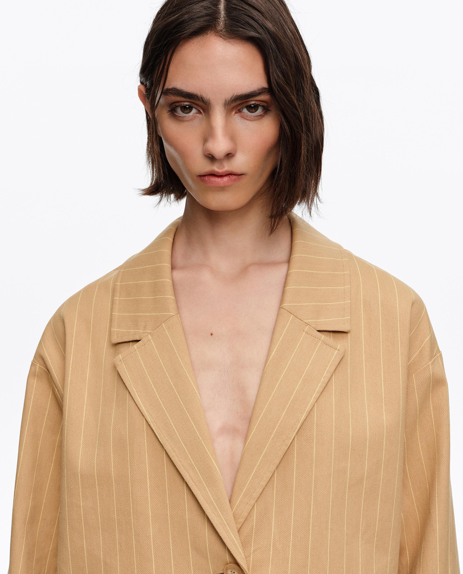 Blazer Às Riscas com Bolsos Laranja-2