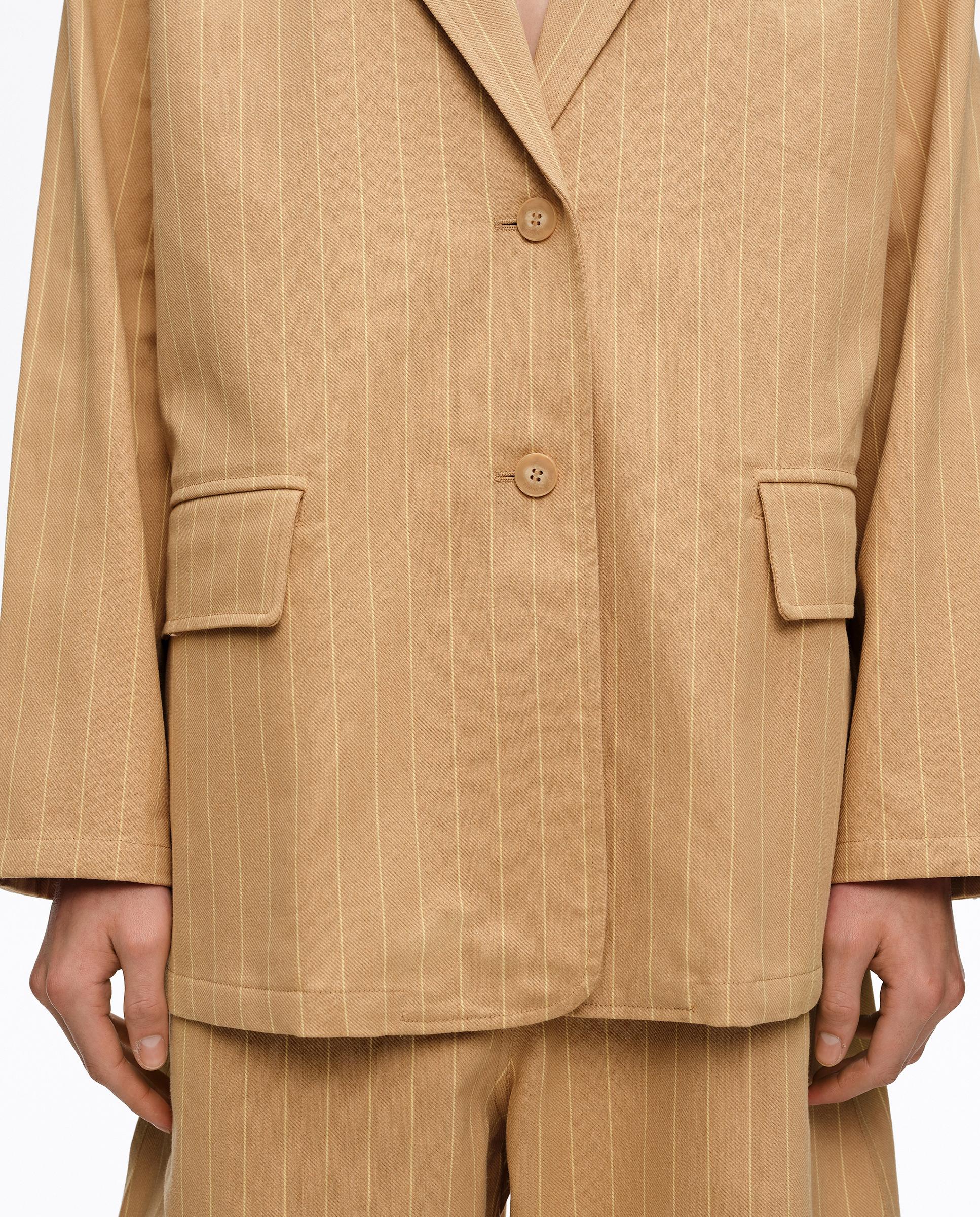 Blazer Às Riscas com Bolsos Laranja-3