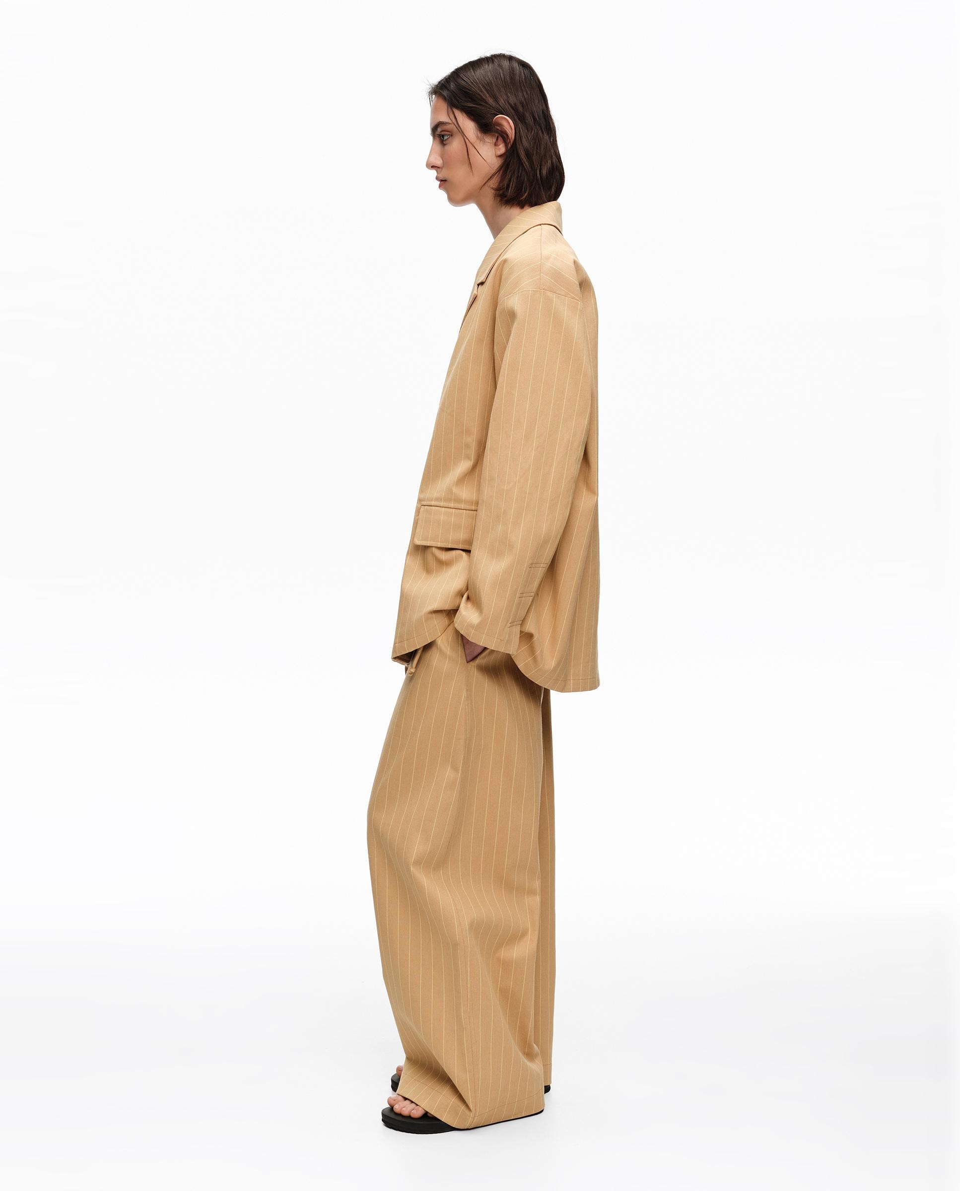 Blazer Às Riscas com Bolsos Laranja-4