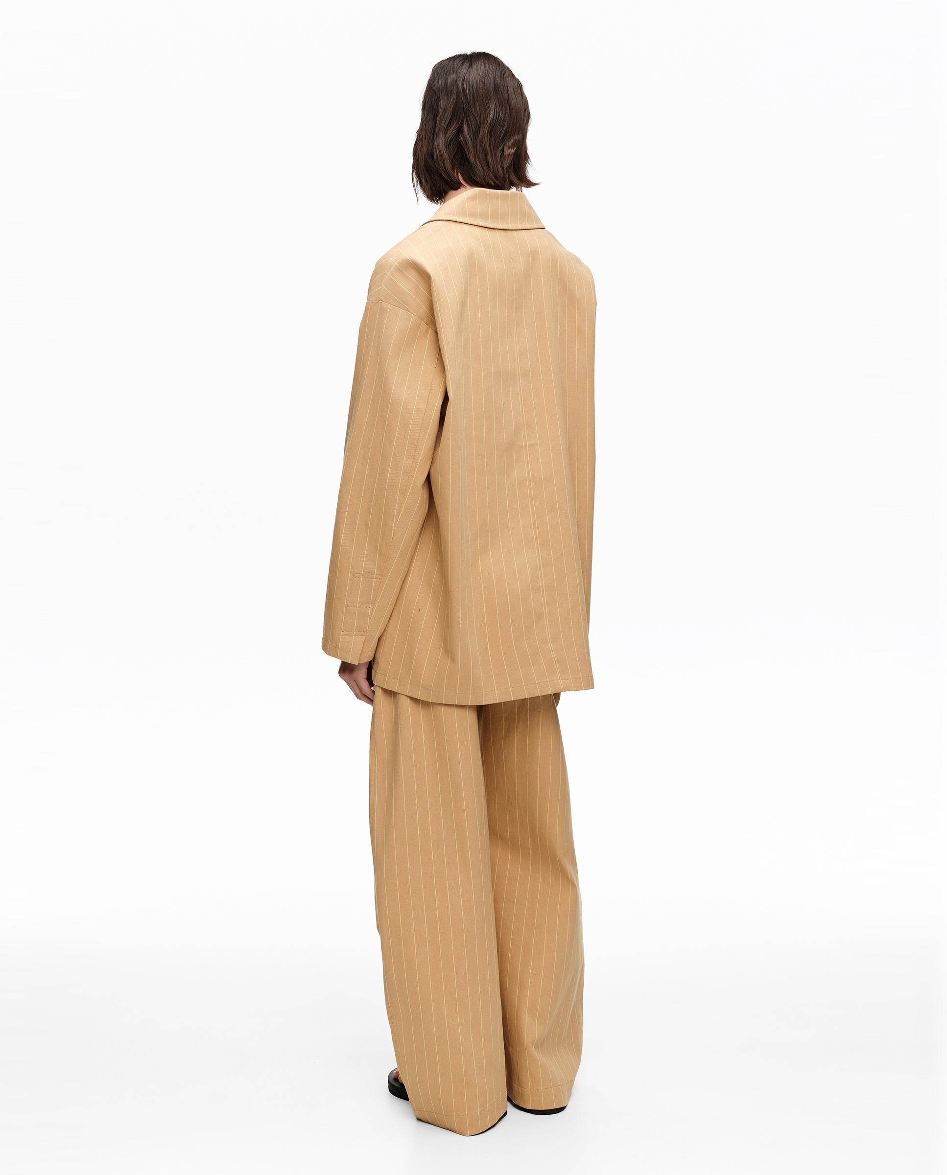 Blazer Às Riscas com Bolsos Laranja-5
