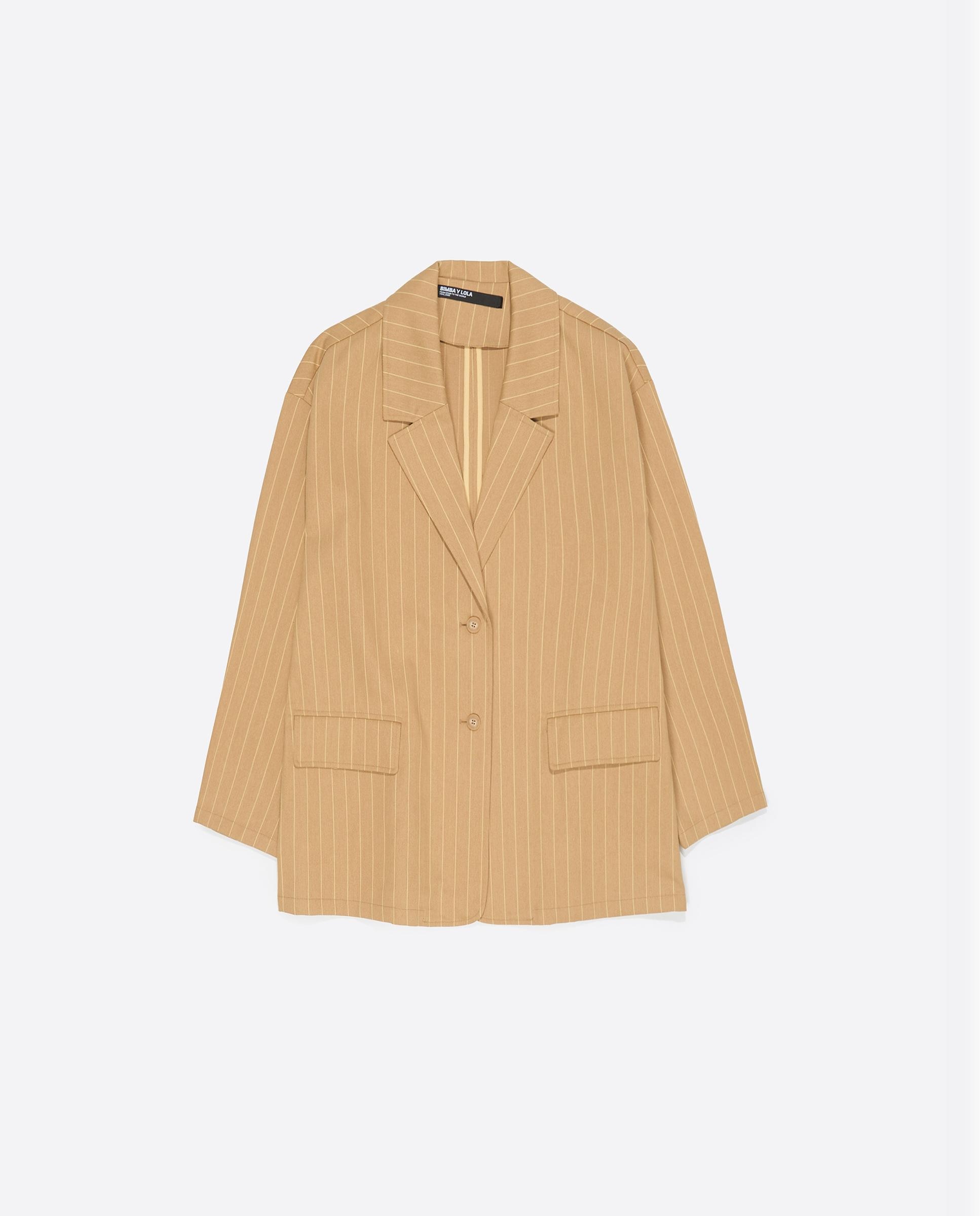 Blazer Às Riscas com Bolsos Laranja-6