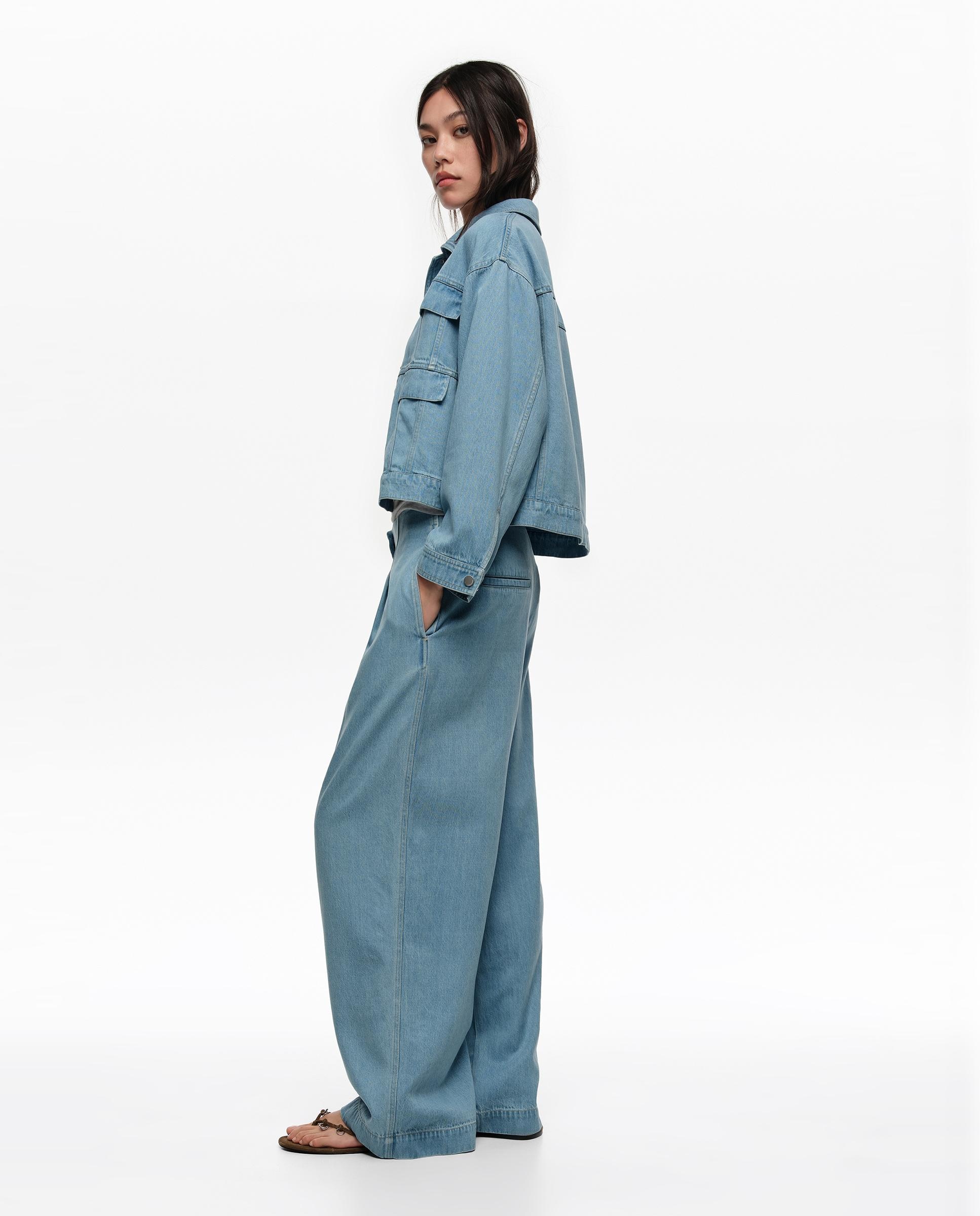 Blusão Jeans Boxy Fluido Azul denim-2
