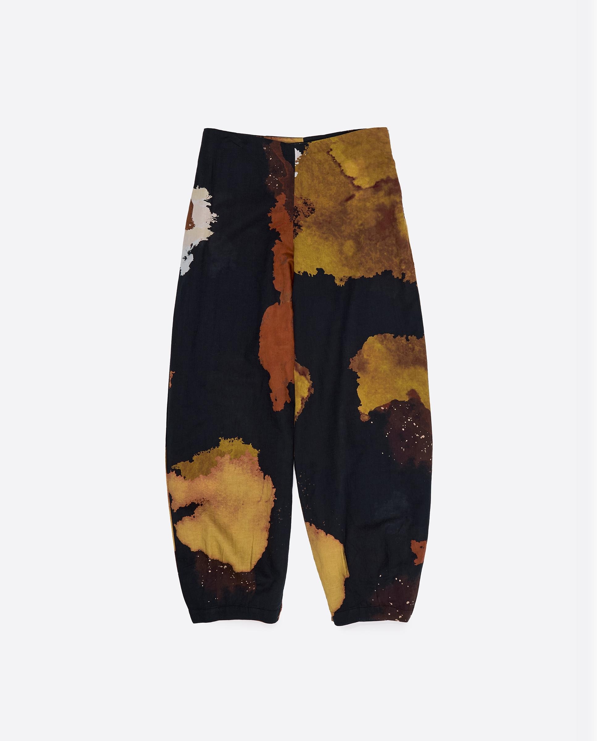 Calças Largas com Estampados Preto-5