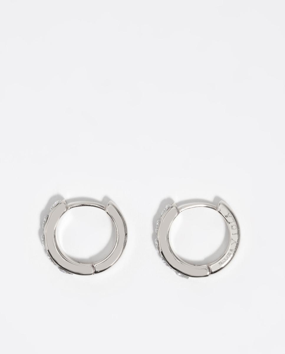 Imagem 0 de Brincos de Aro com Cristais em Coração Prateado