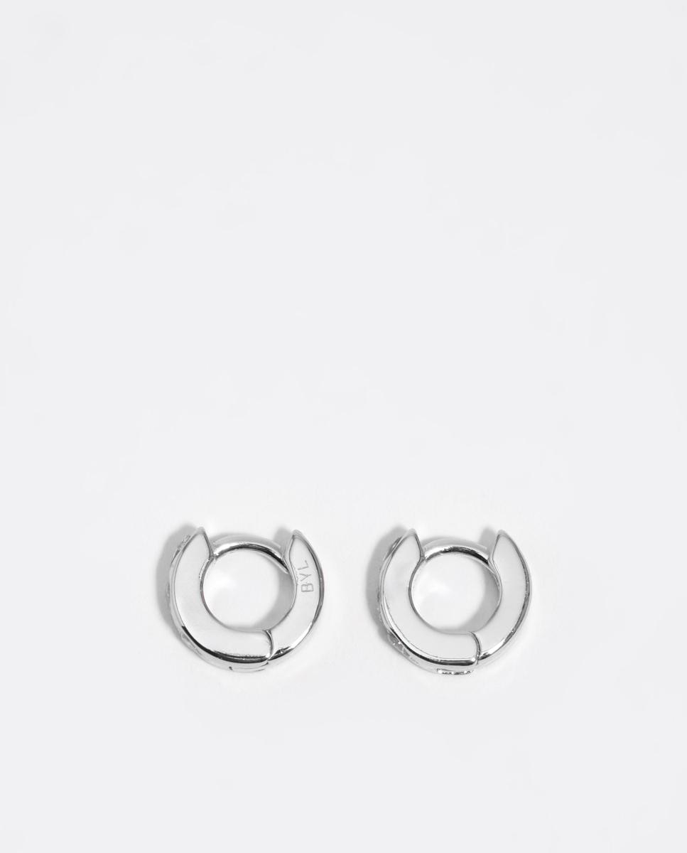 Imagem 0 de Brincos de Aro Mini Cristais Coração Prateado