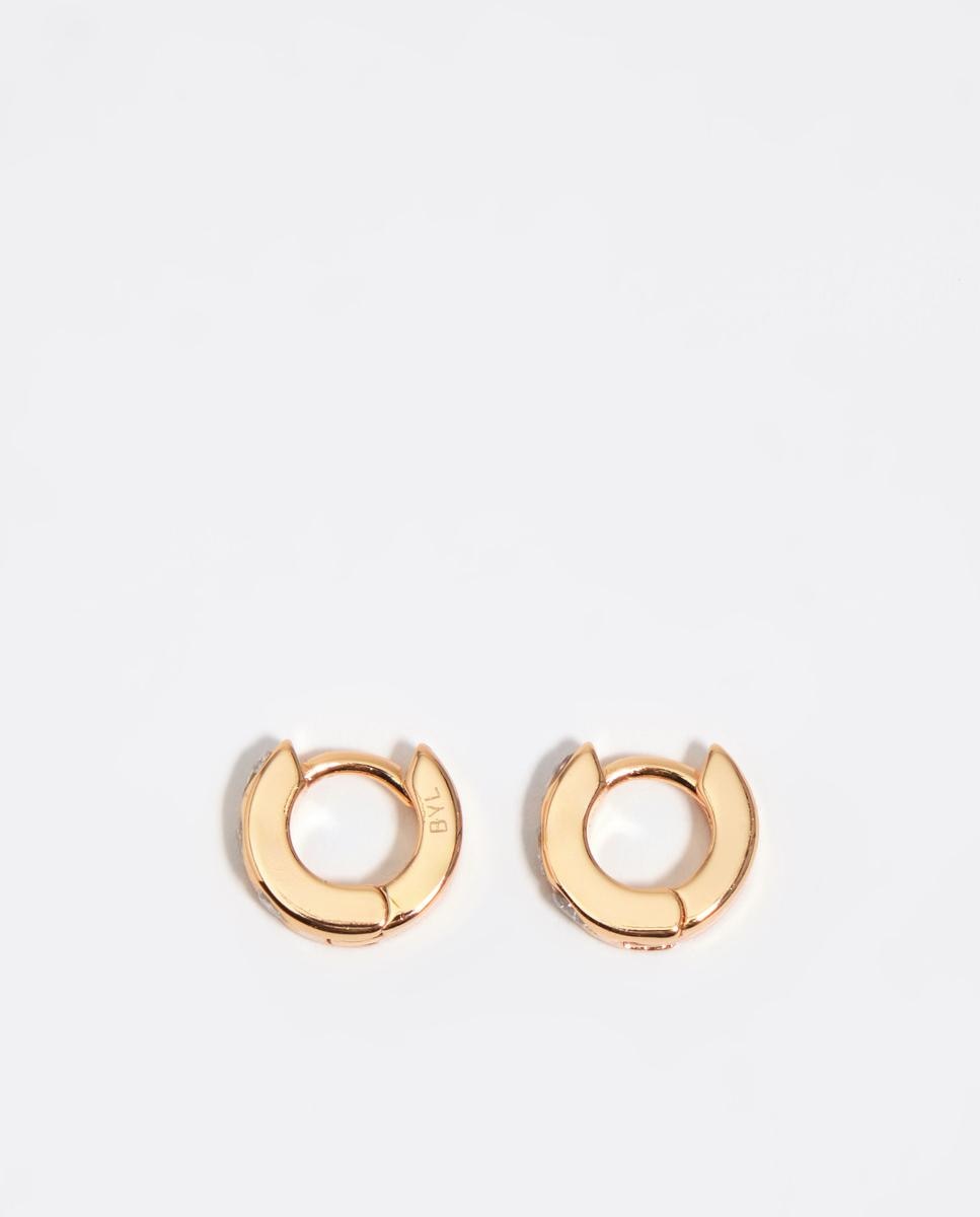Brincos de Aro Mini Cristais Coração Dourado Dourado-1