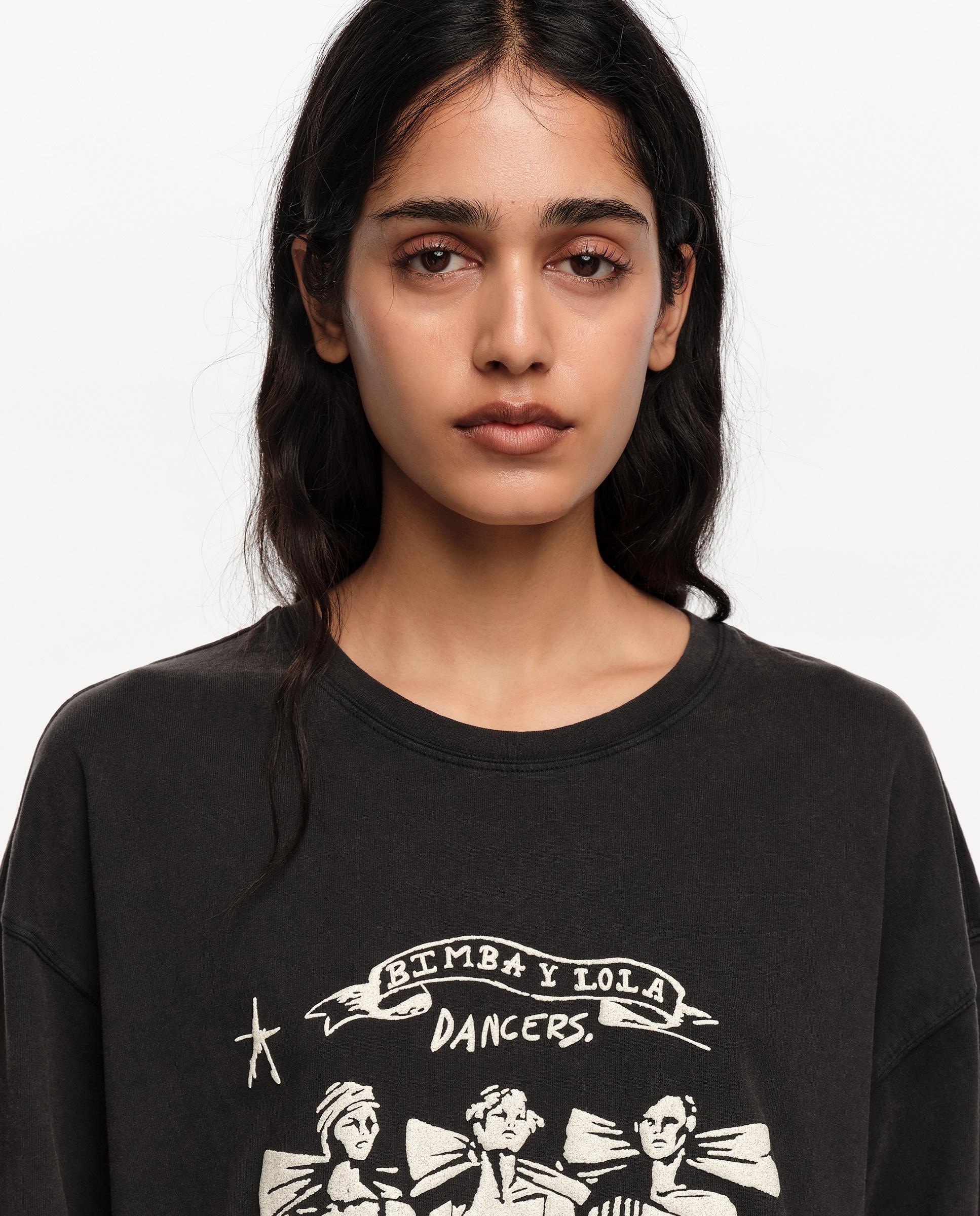 T-shirt com Logo de Manga 3/4 Preto-2