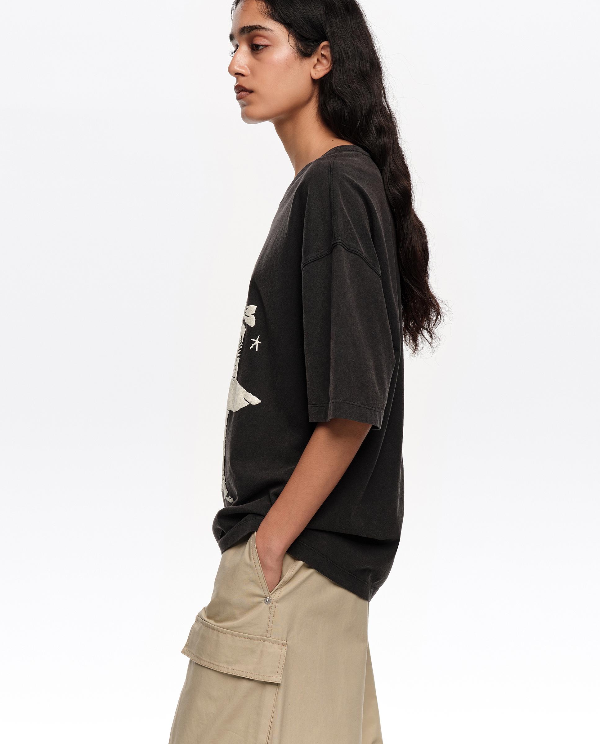 T-shirt com Logo de Manga 3/4 Preto-4