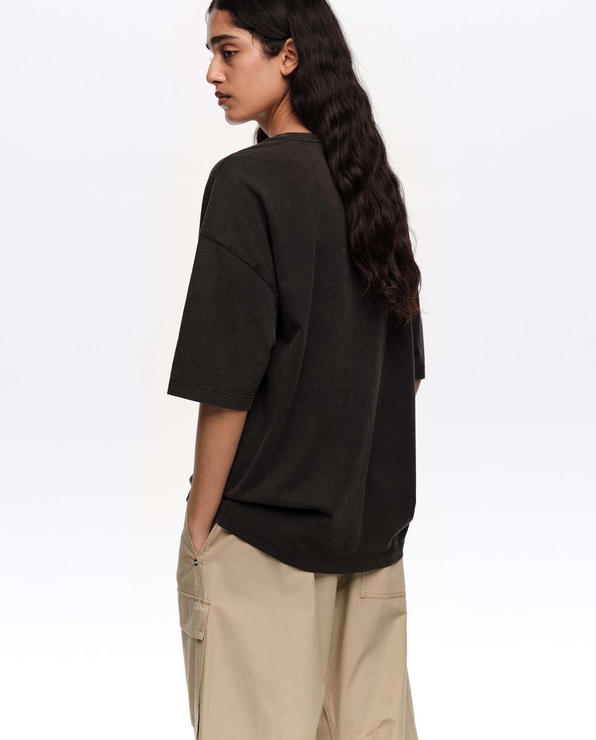 T-shirt com Logo de Manga 3/4 Preto-5