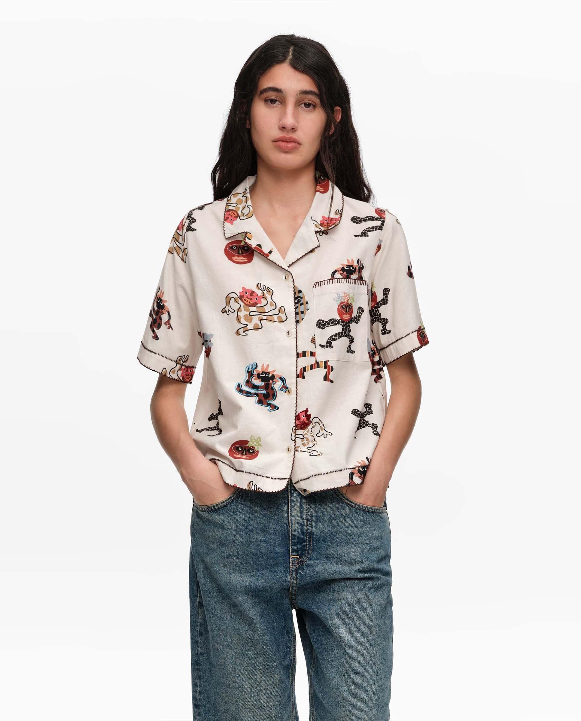 Imagem 0 de Camisa com Corte a Direito e Pespontos Decorativos Samba