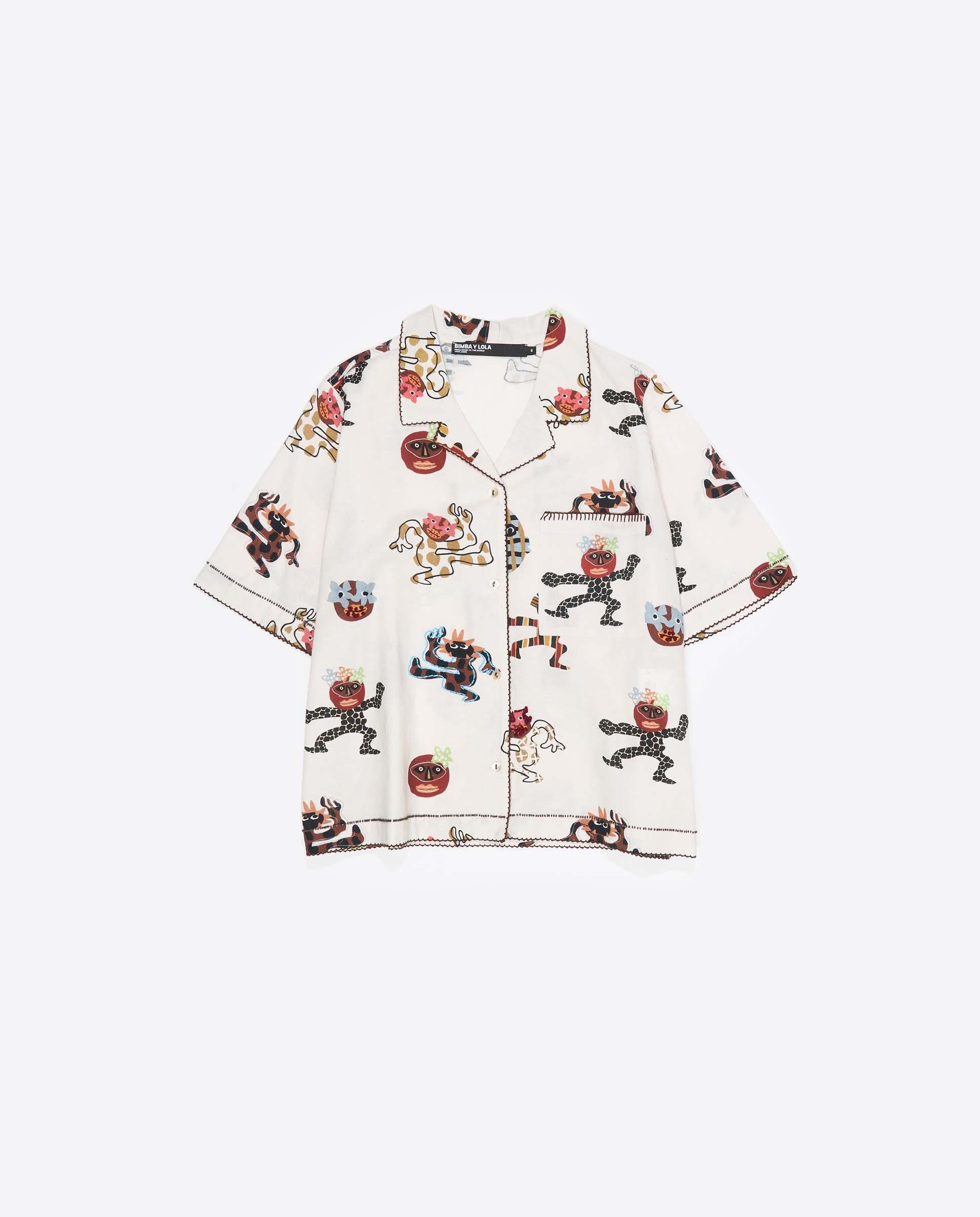 Camisa com Corte a Direito e Pespontos Decorativos Samba Branco-5