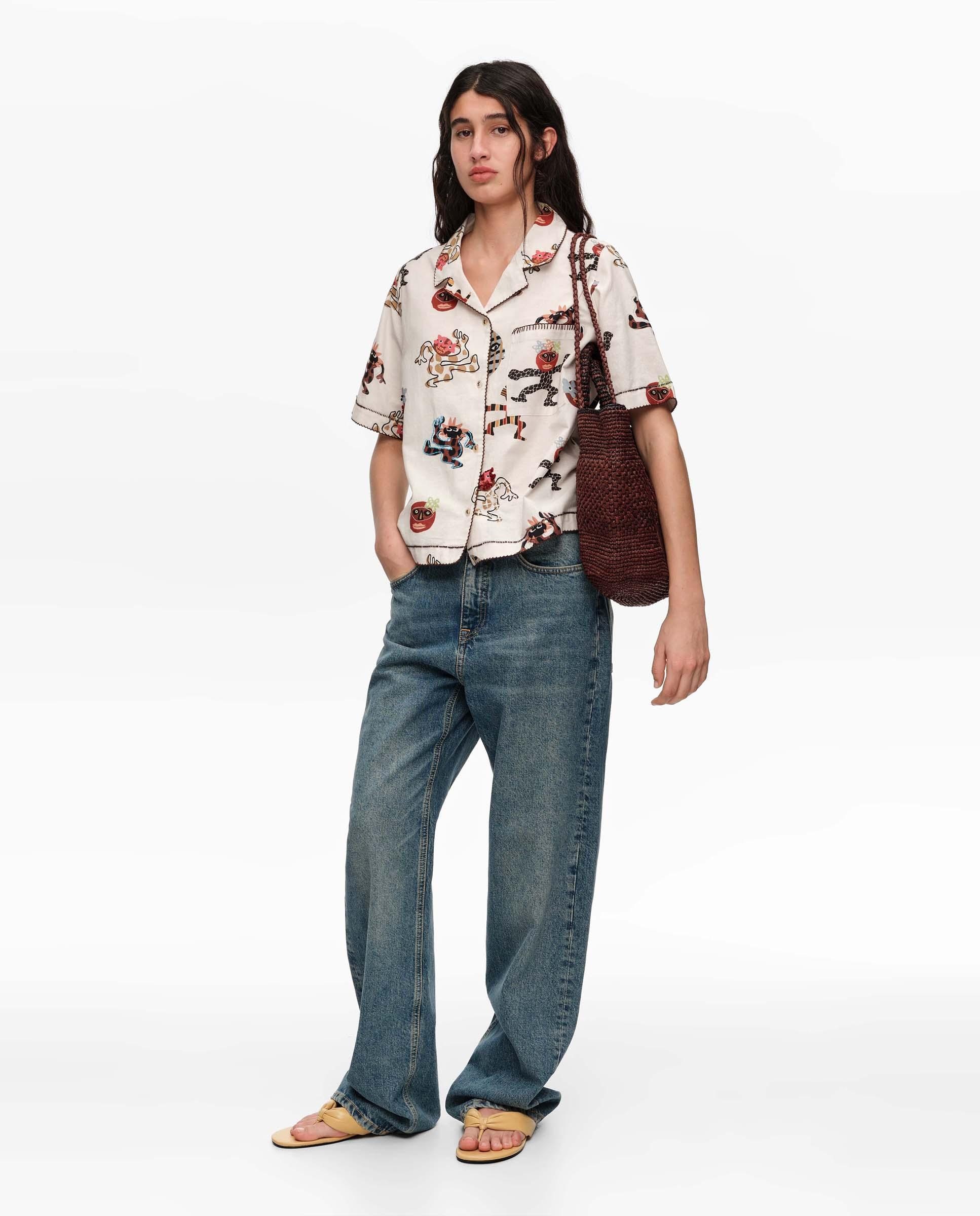 Camisa com Corte a Direito e Pespontos Decorativos Samba Branco-6