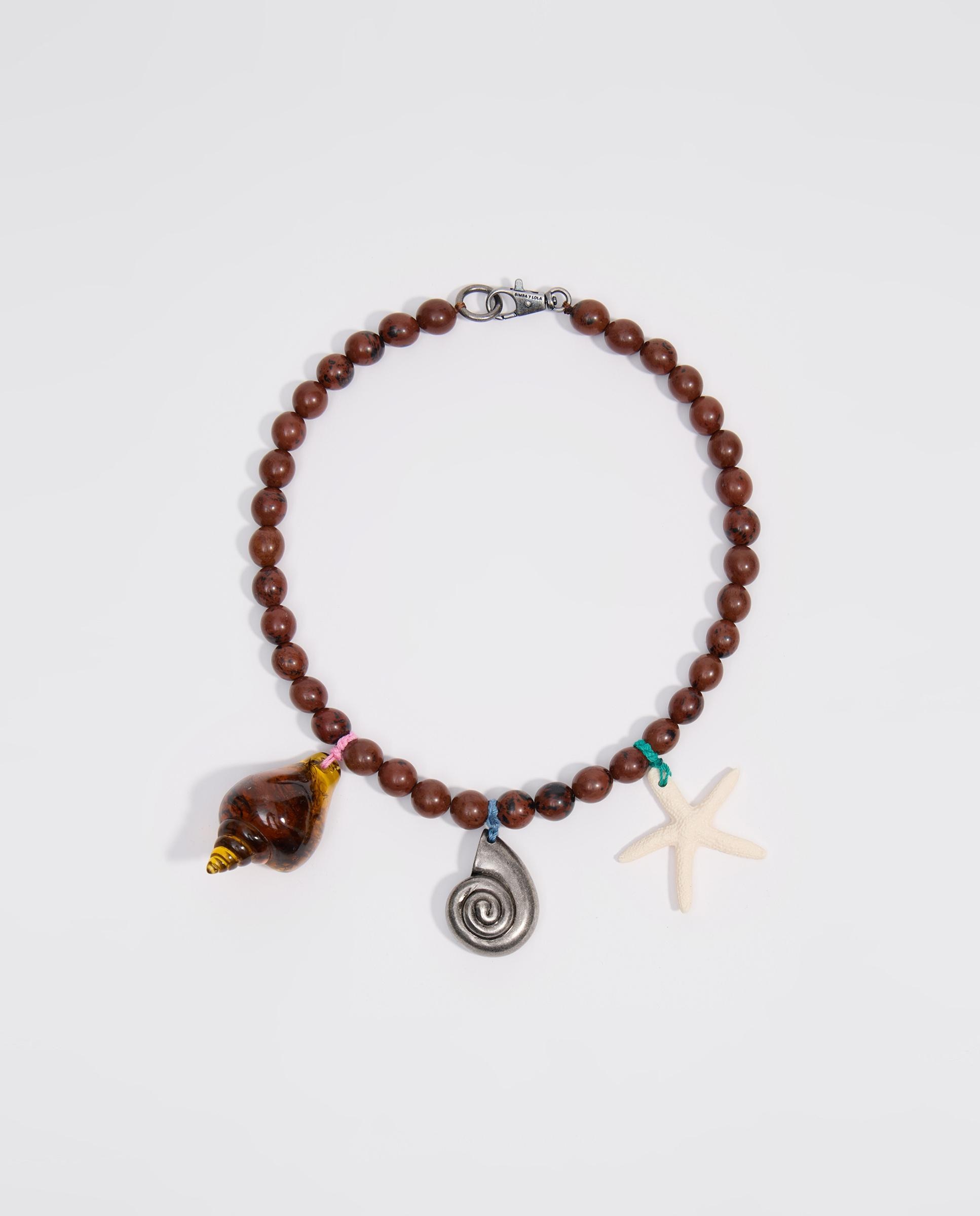 Imagem 0 de Colar Pedras e Búzios Prateado Envelhecido