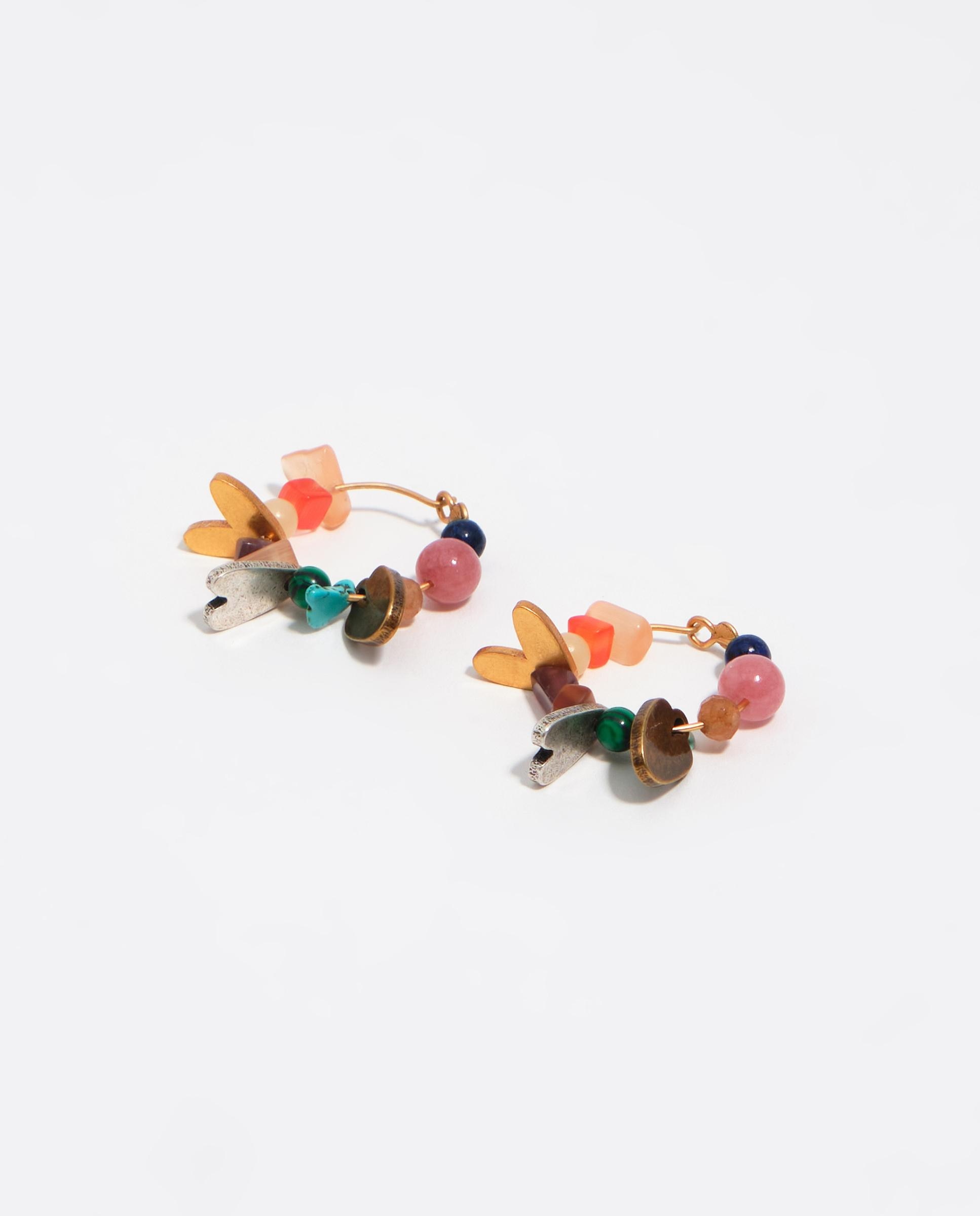 Brincos de Aro com Silhuetas Metal e Pedras Multicolor Dourado-4