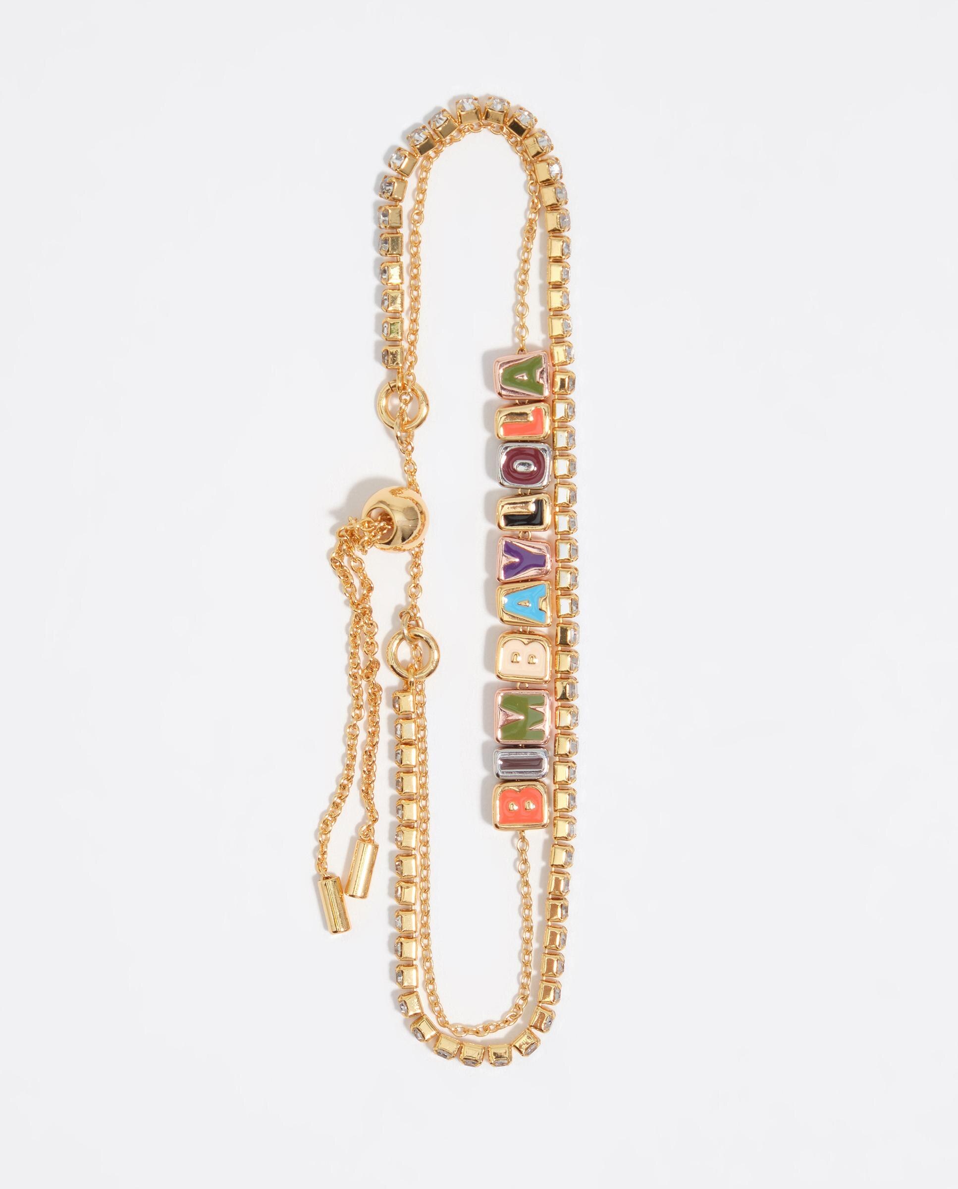 Pulseira de Corrente Dupla com Logo Dado Multicolor Branco-2