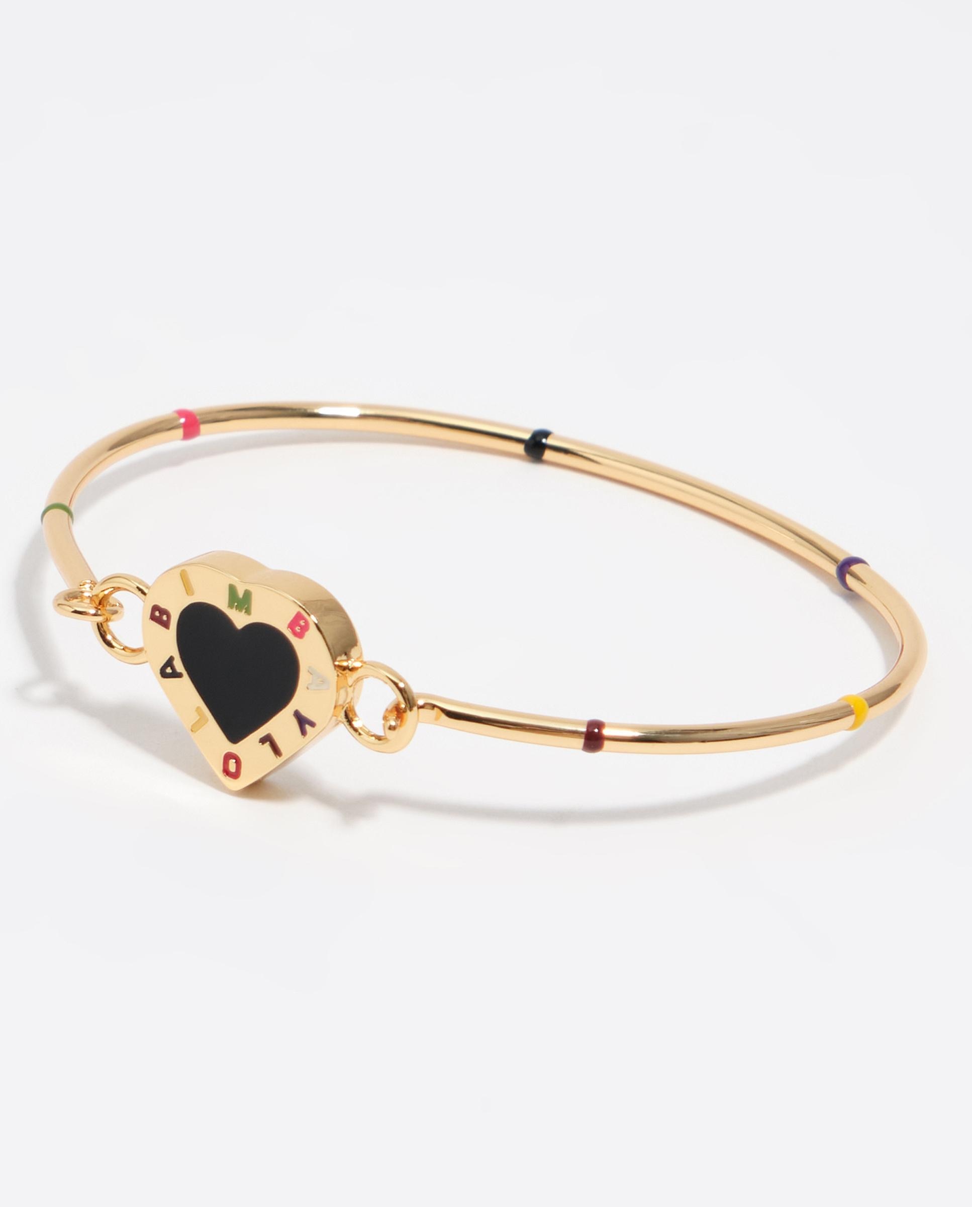 Pulseira Rígida Logo Coração em Preto Ouro-1