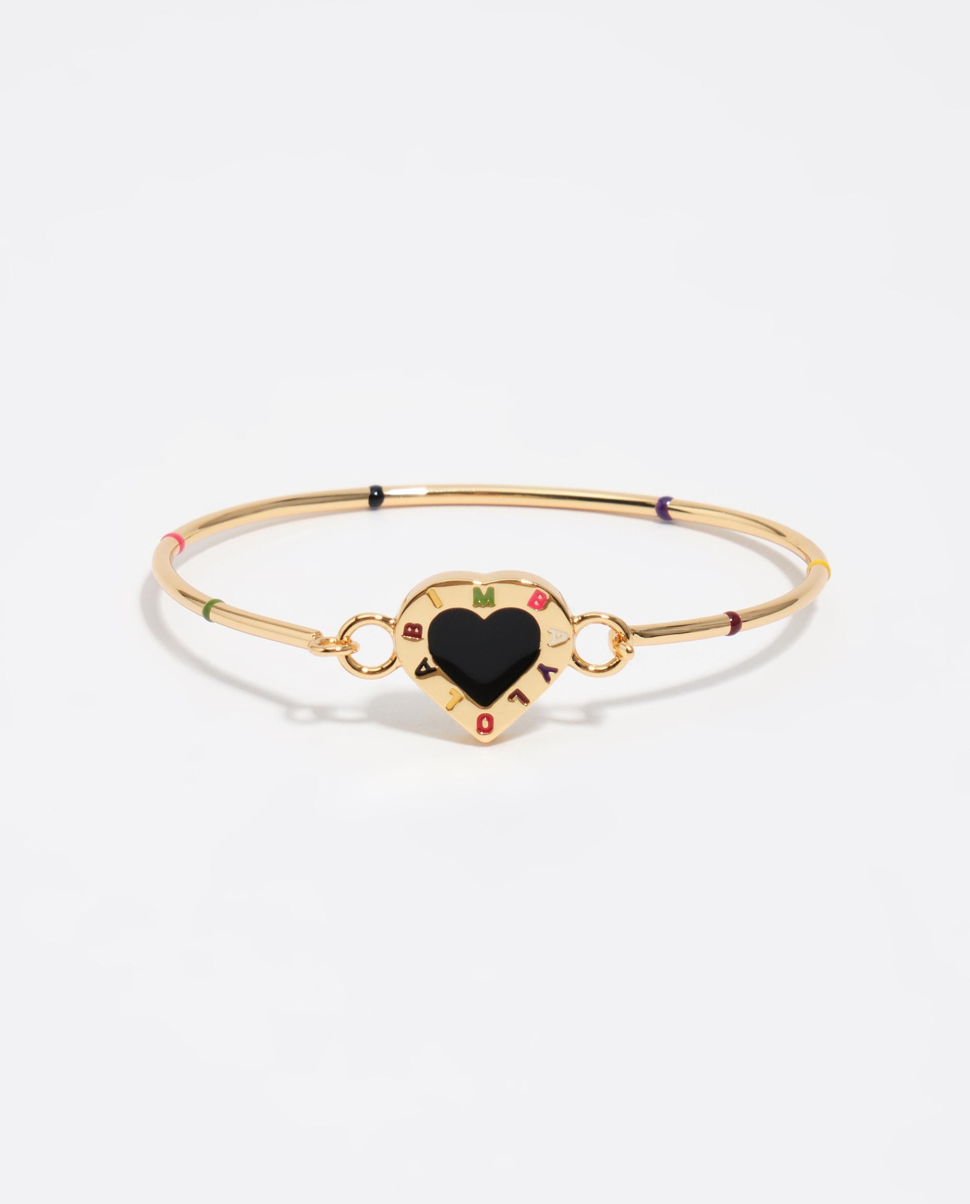 Pulseira Rígida Logo Coração em Preto Ouro-2