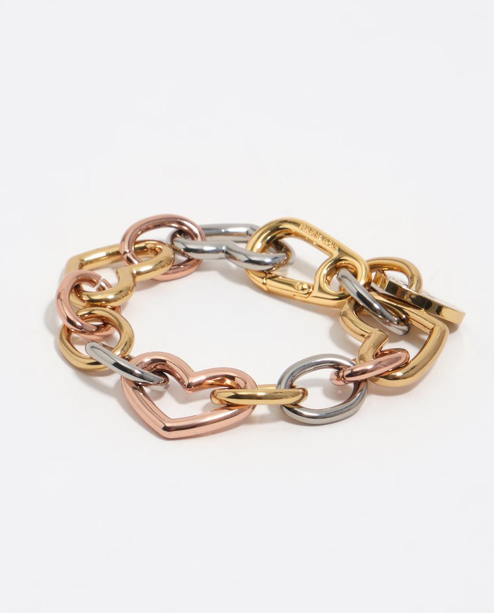 Imagem 0 de Pulseira de Corrente em Forma de Coração Tricolor
