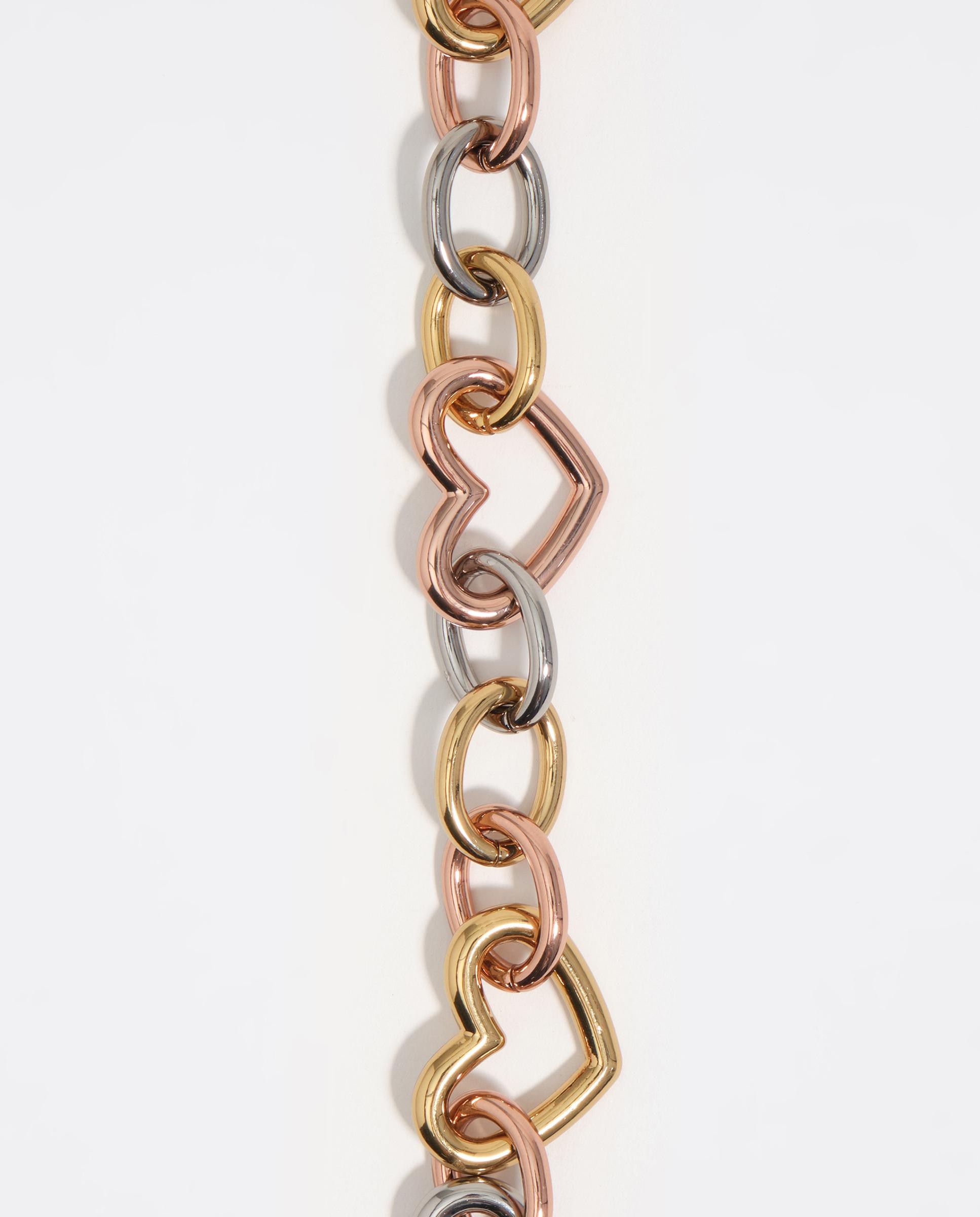 Pulseira de Corrente em Forma de Coração Tricolor Ouro / Prata-2