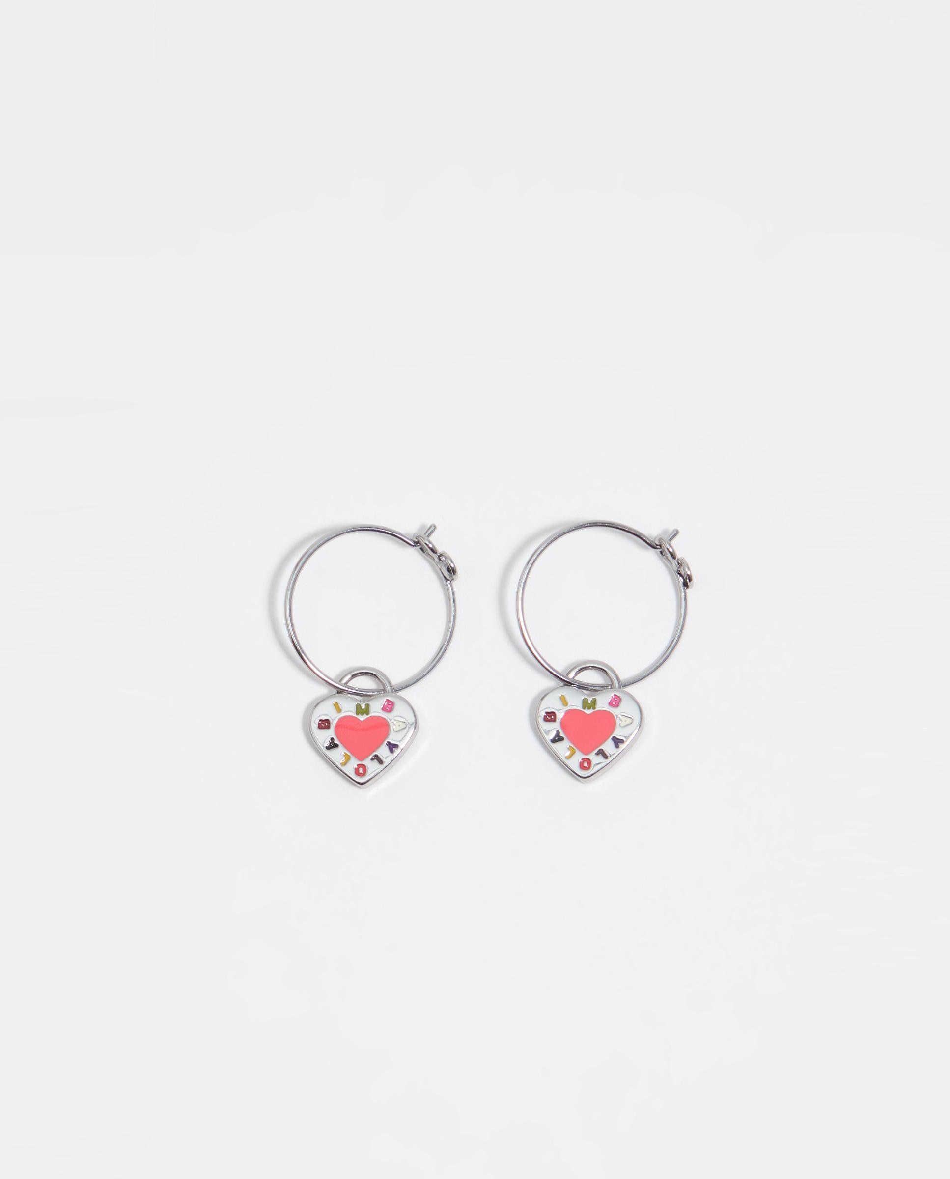 Brincos de Aro com Logo Coração Coral Rosa-1