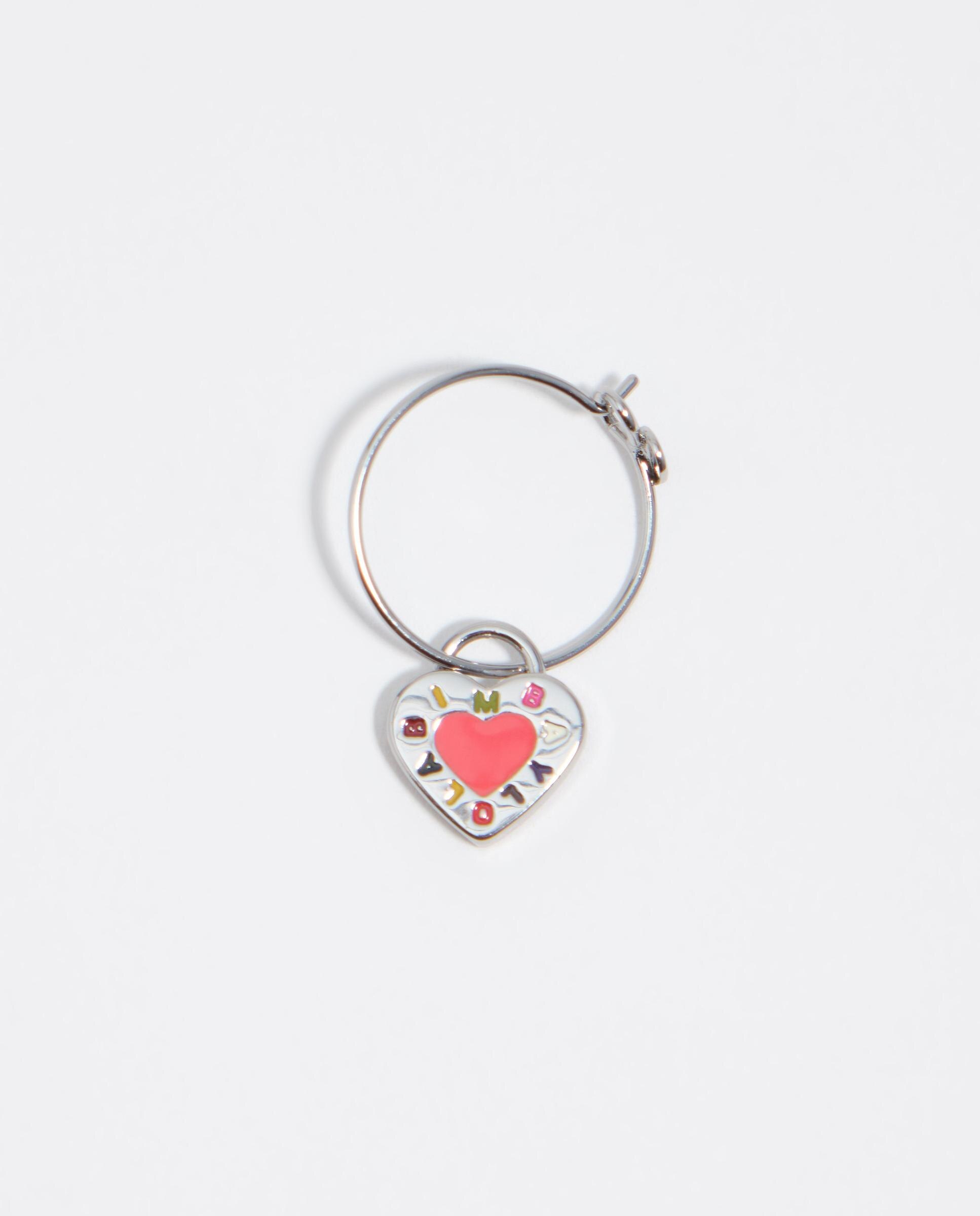 Brincos de Aro com Logo Coração Coral Rosa-2