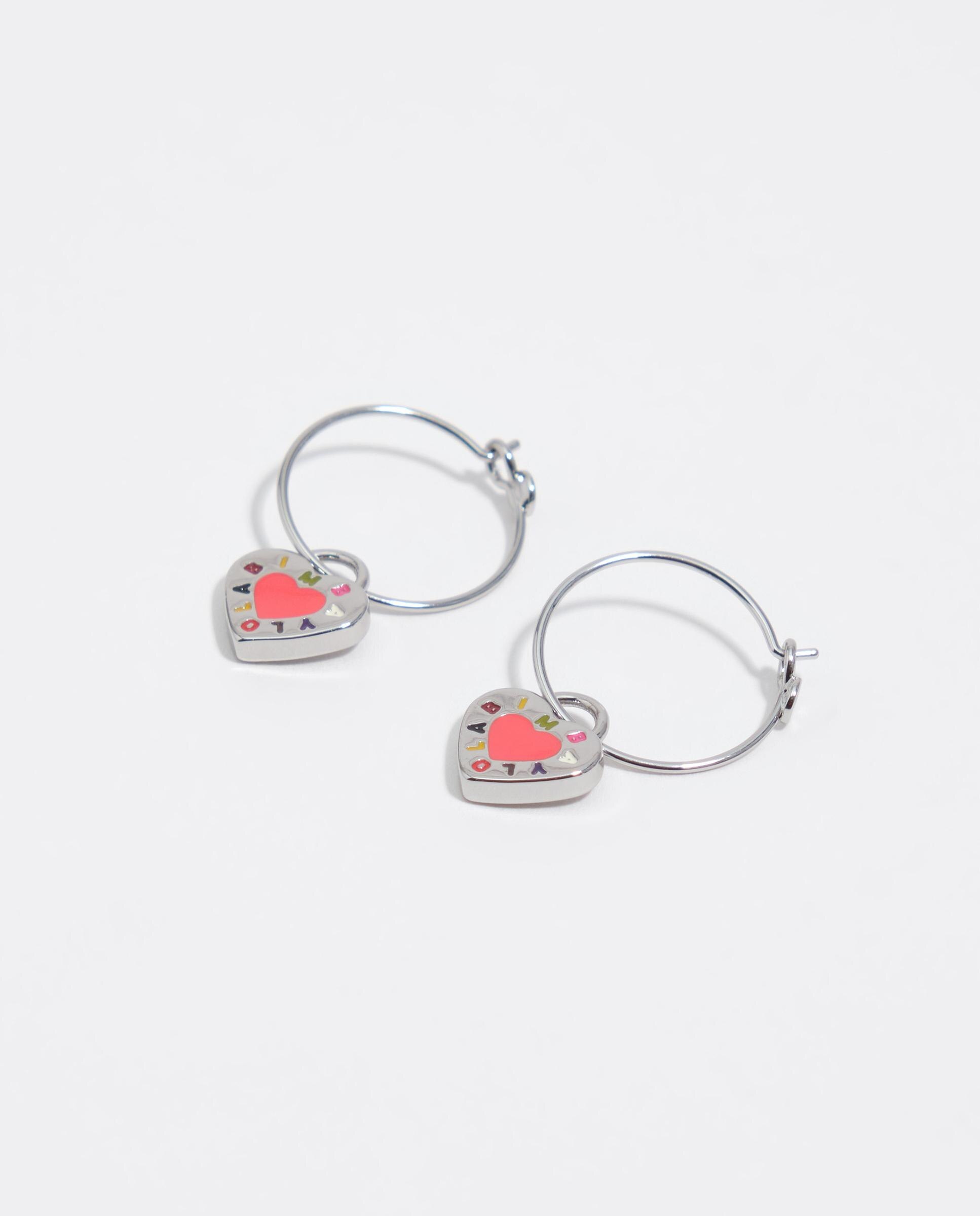 Brincos de Aro com Logo Coração Coral Rosa-3