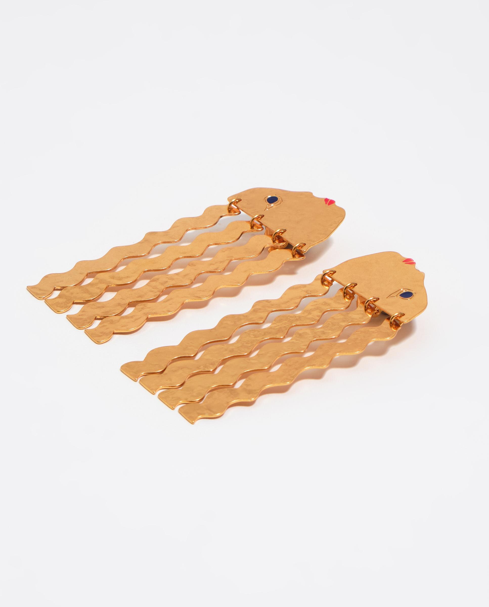 Brincos Silhuetas Dourado Mate Dourado-4