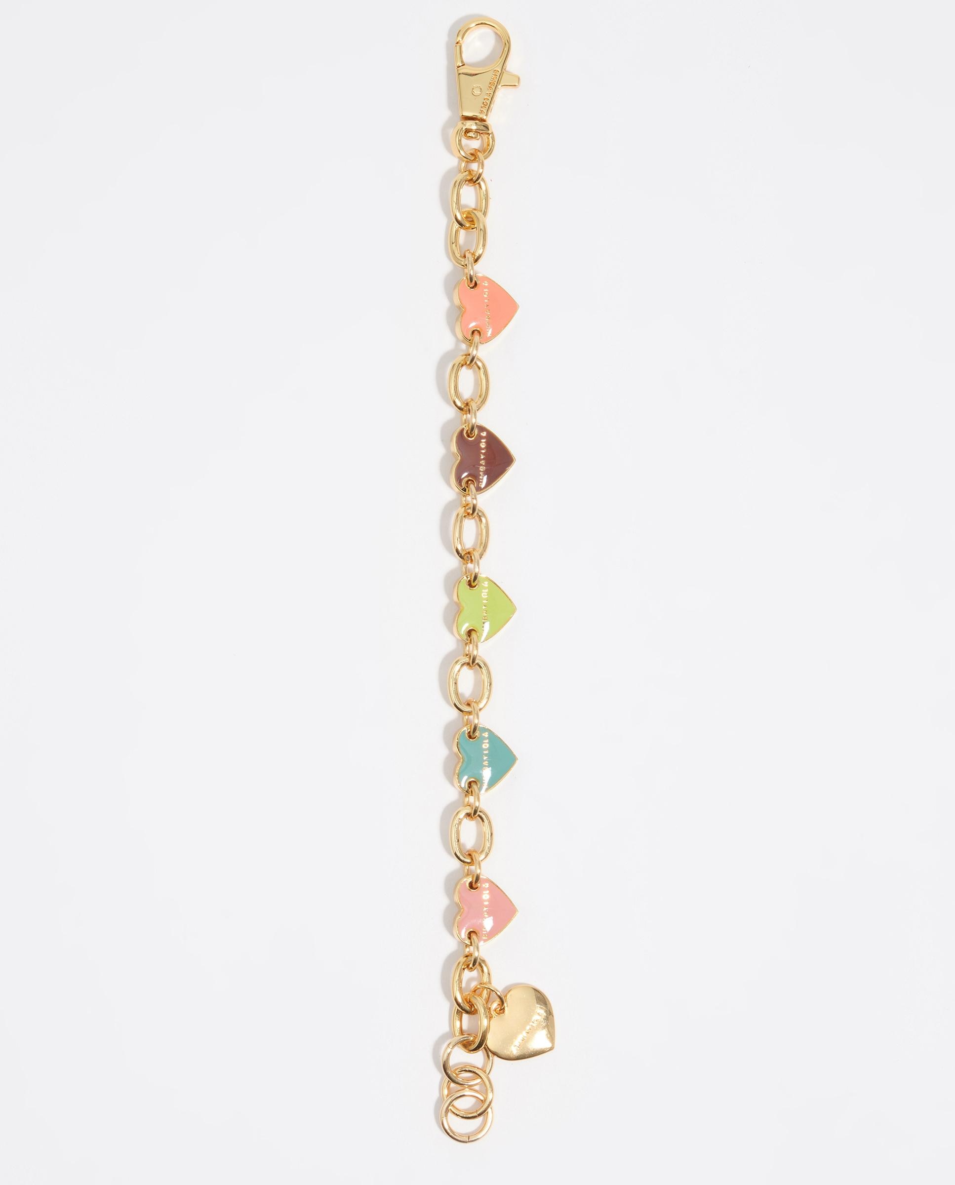 Pulseira com Charms em Forma de Corações e Logo Gravado Dourado-2