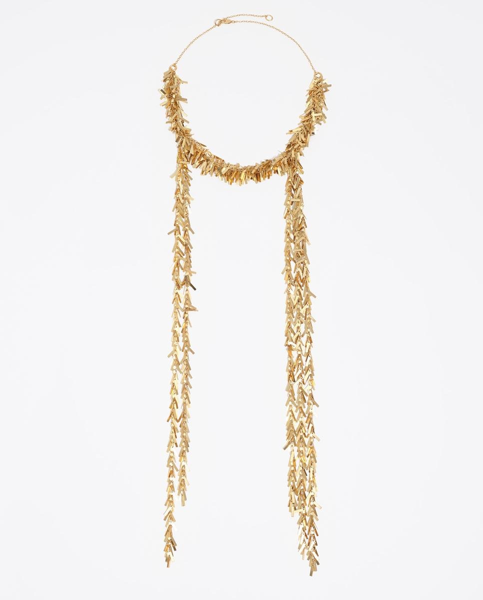 Imagem 0 de Colar Corrente e Franjas Metal Dourado Envelhecido