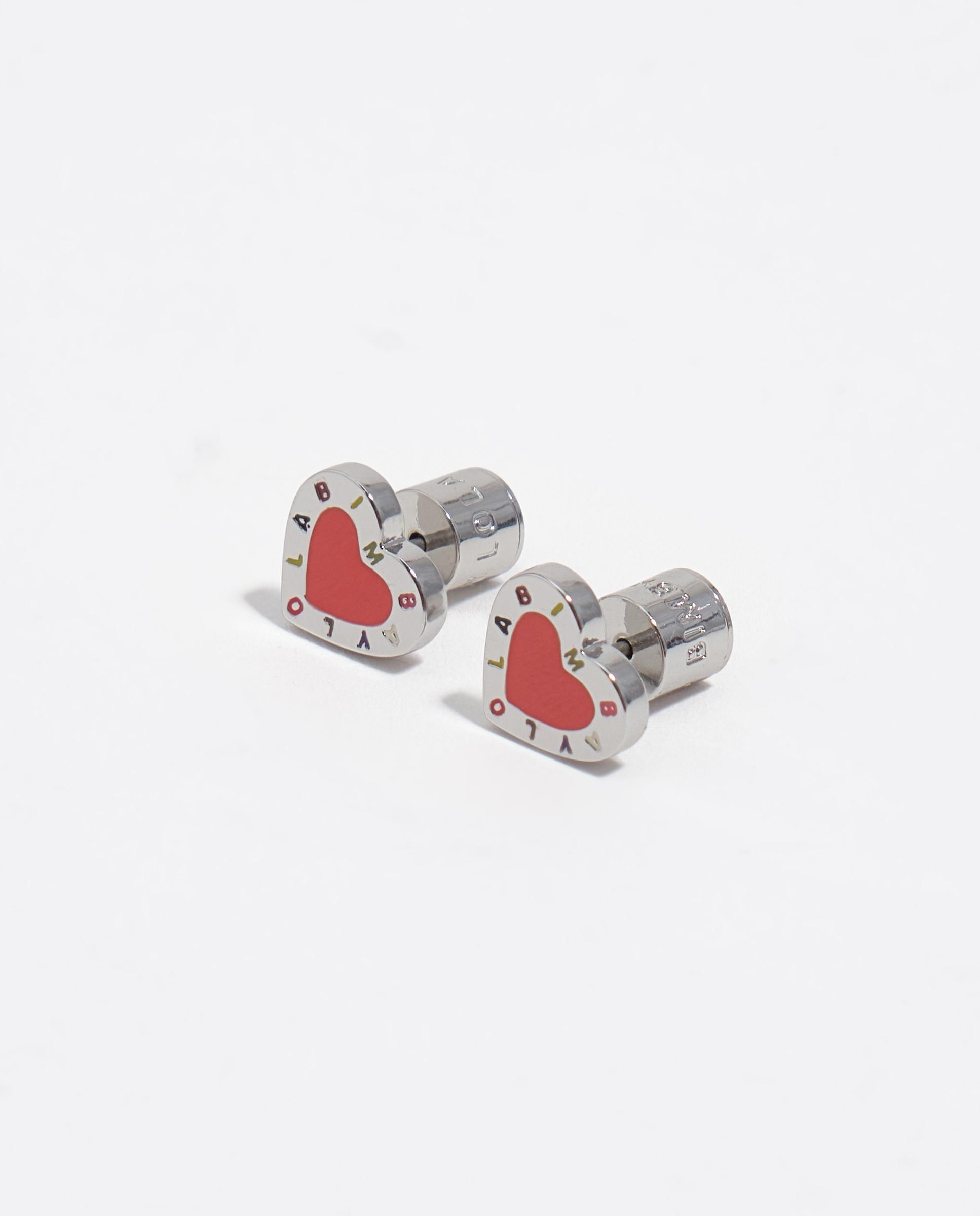Brincos de Botão com Logo Coração Coral Coral-3