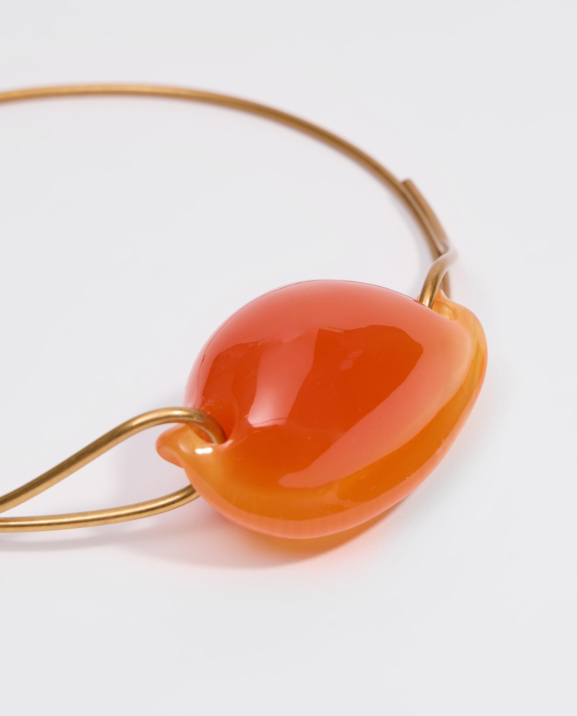 Colar Choker Caracola de Resina Laranja-3