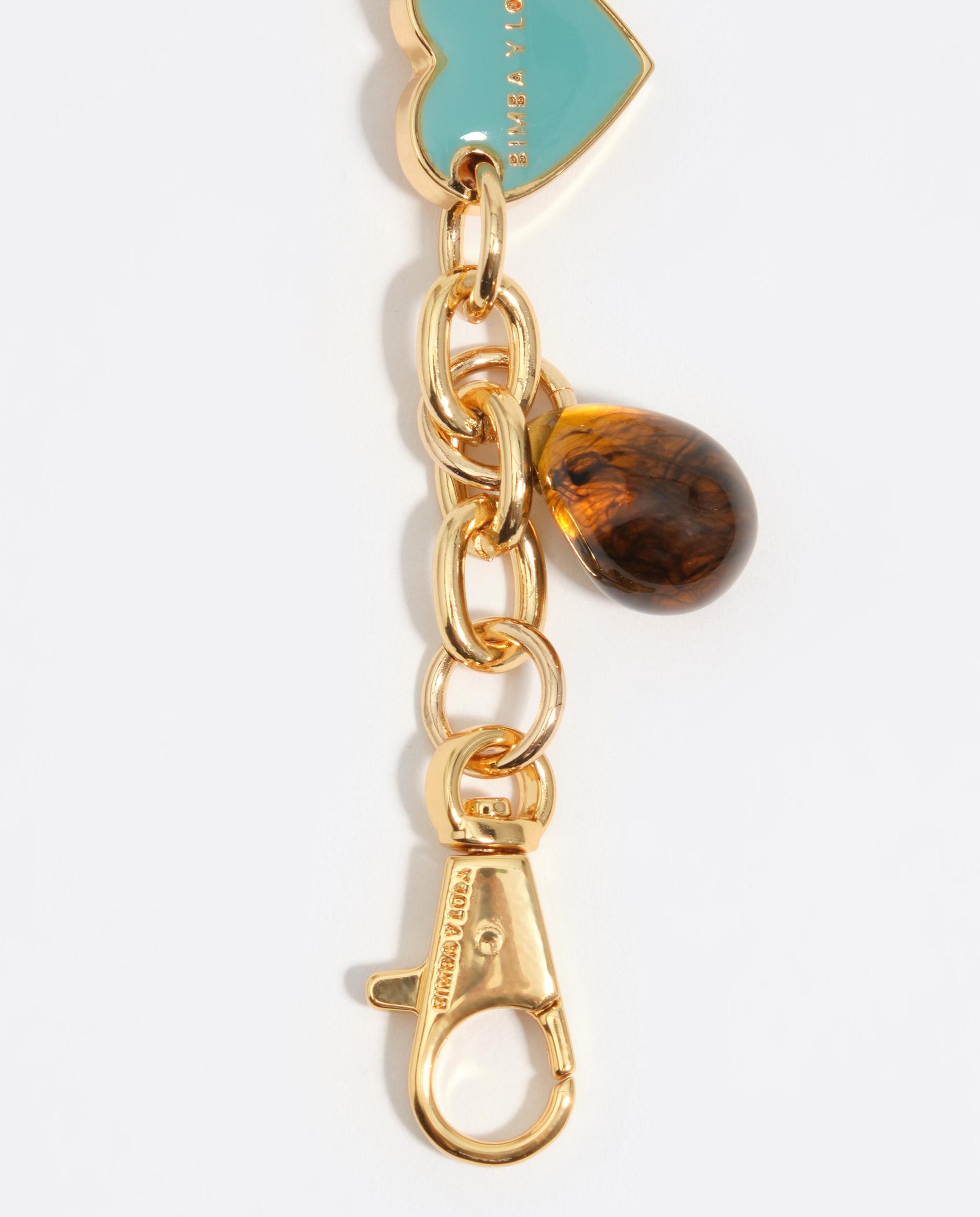 Pulseira com Charms em Forma de Coração e Abalorios Dourado-3
