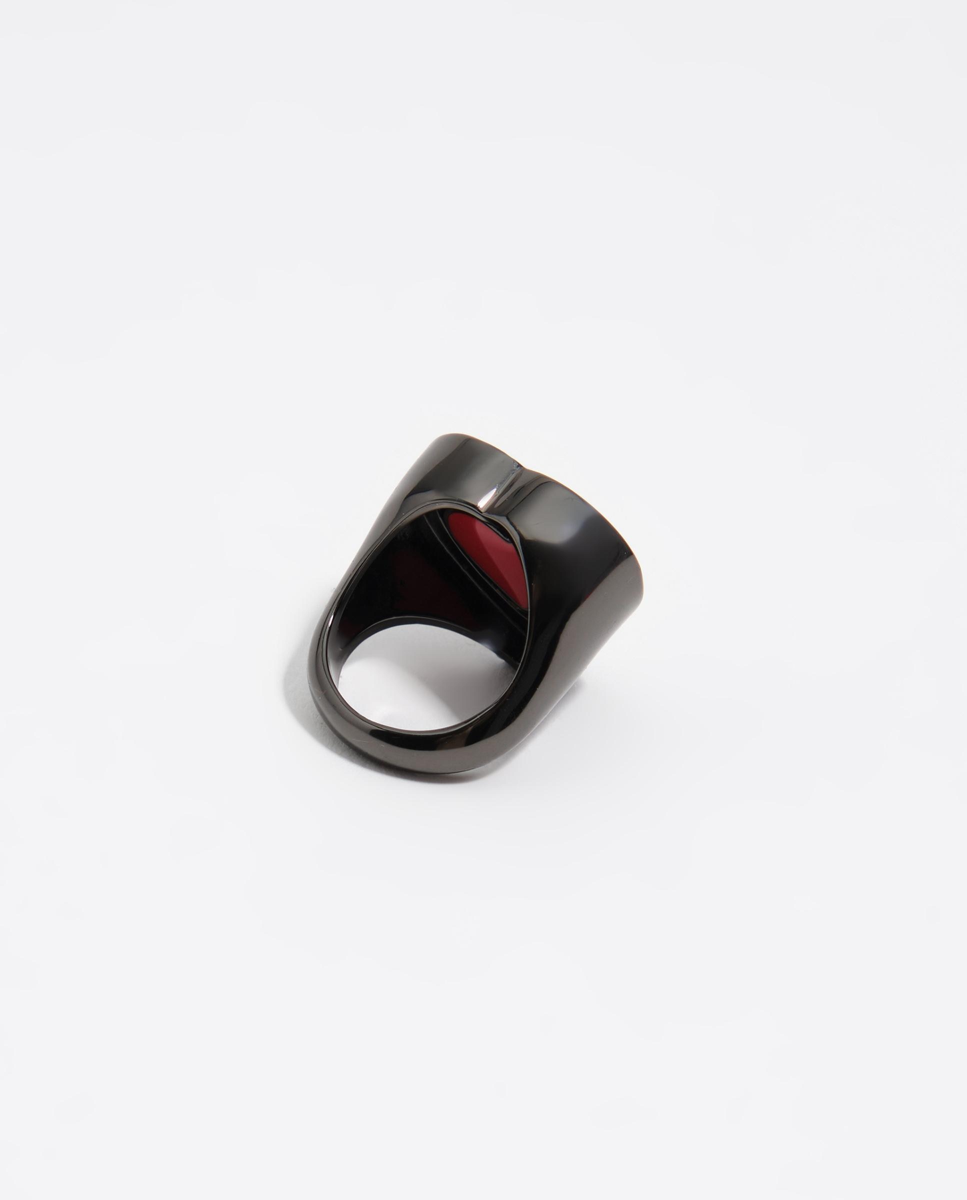 Anel Logo Coração Giratório em Preto Preto / Vermelho-3