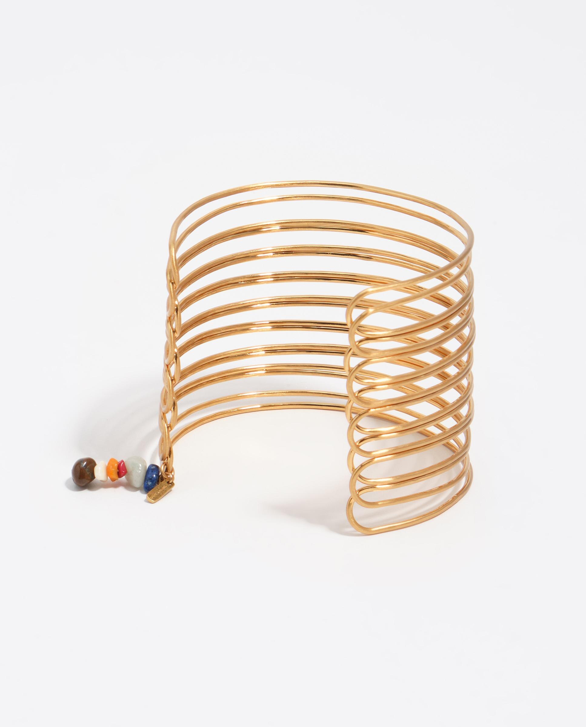 Pulseira Bracelete com Bandas e Textura Dourado-3