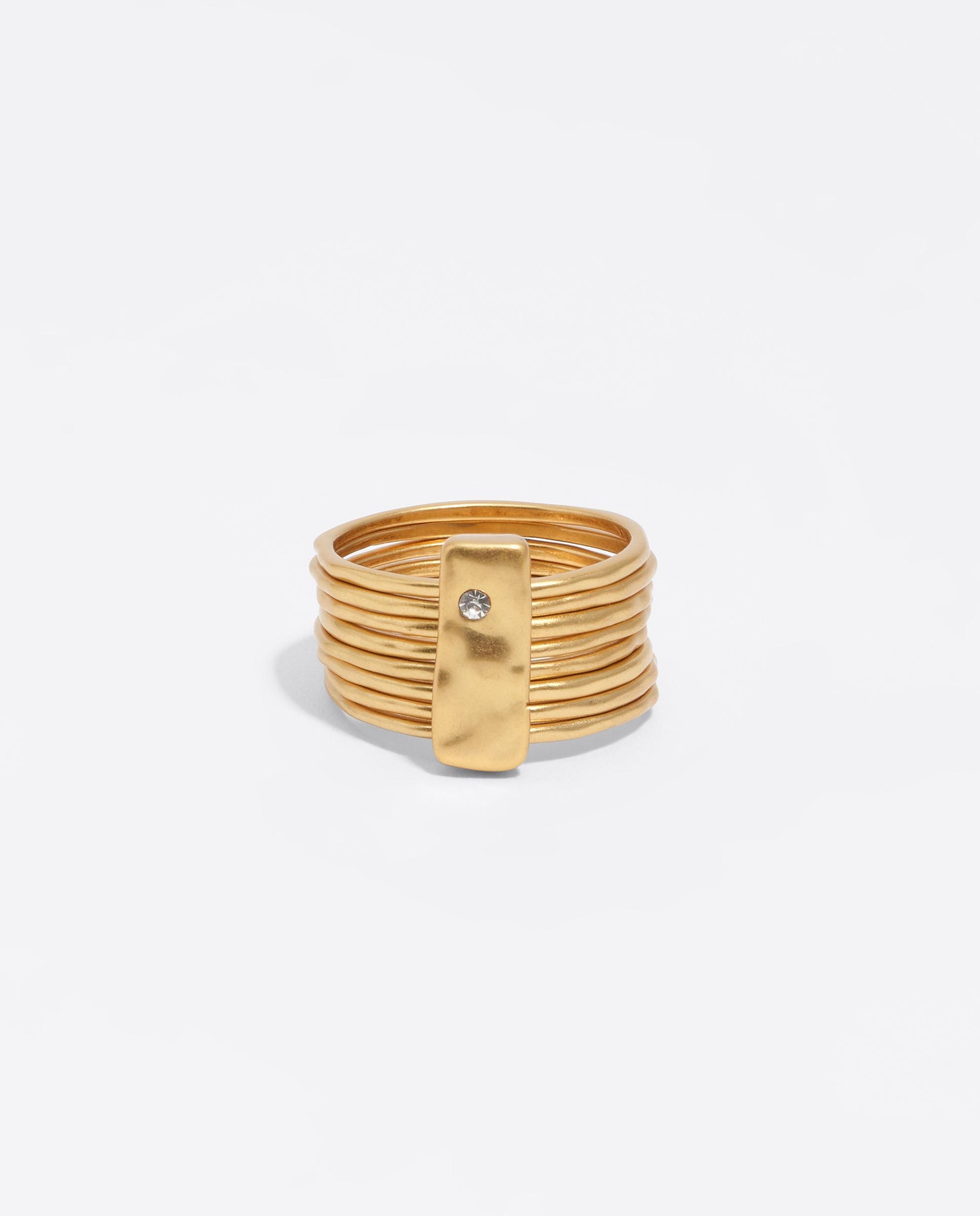 Anel com Textura Dourado Envelhecido Dourado-2