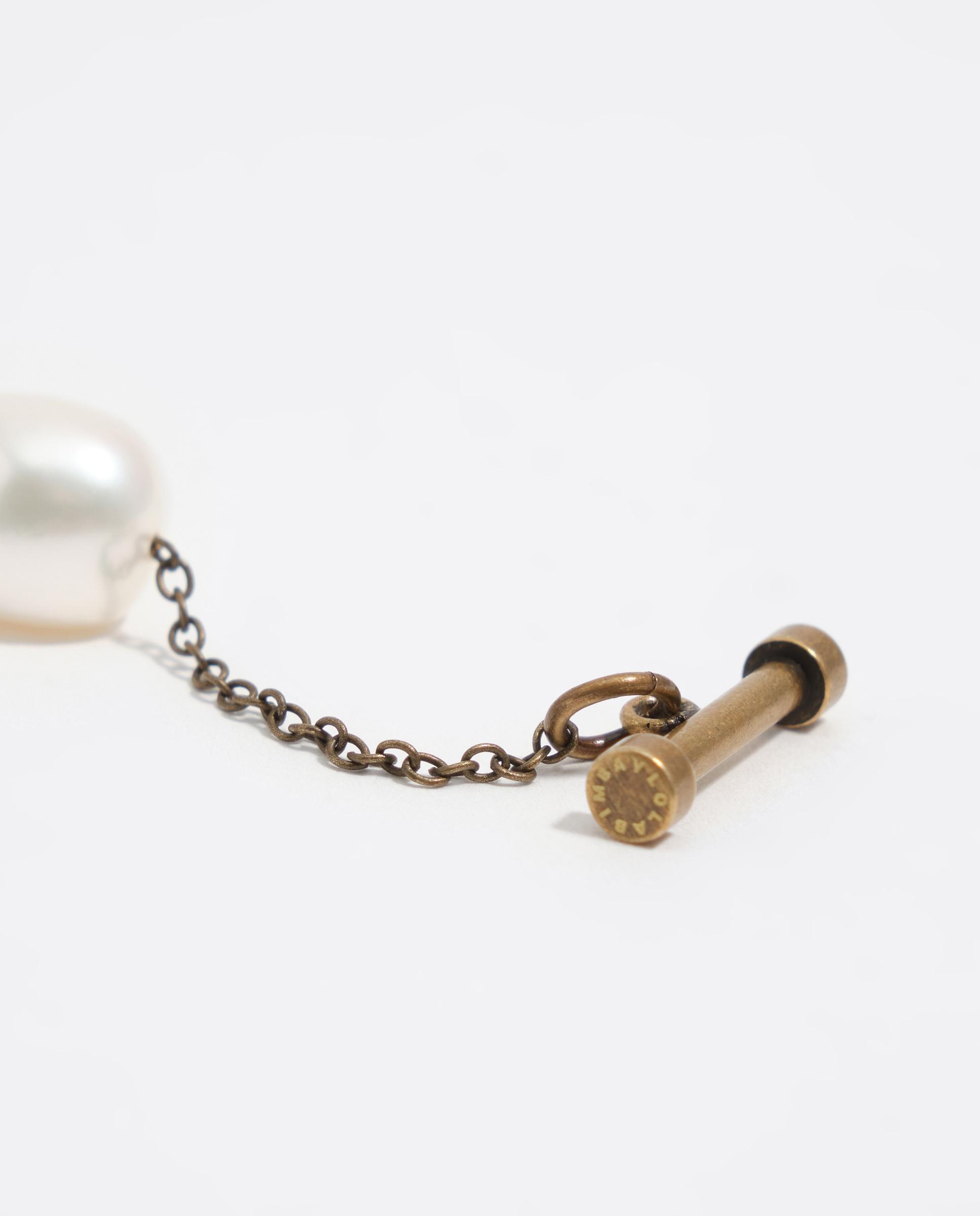 Pulseira de Corrente com Pérolas, Búzios e Peixes Envelhecida Pérola-4