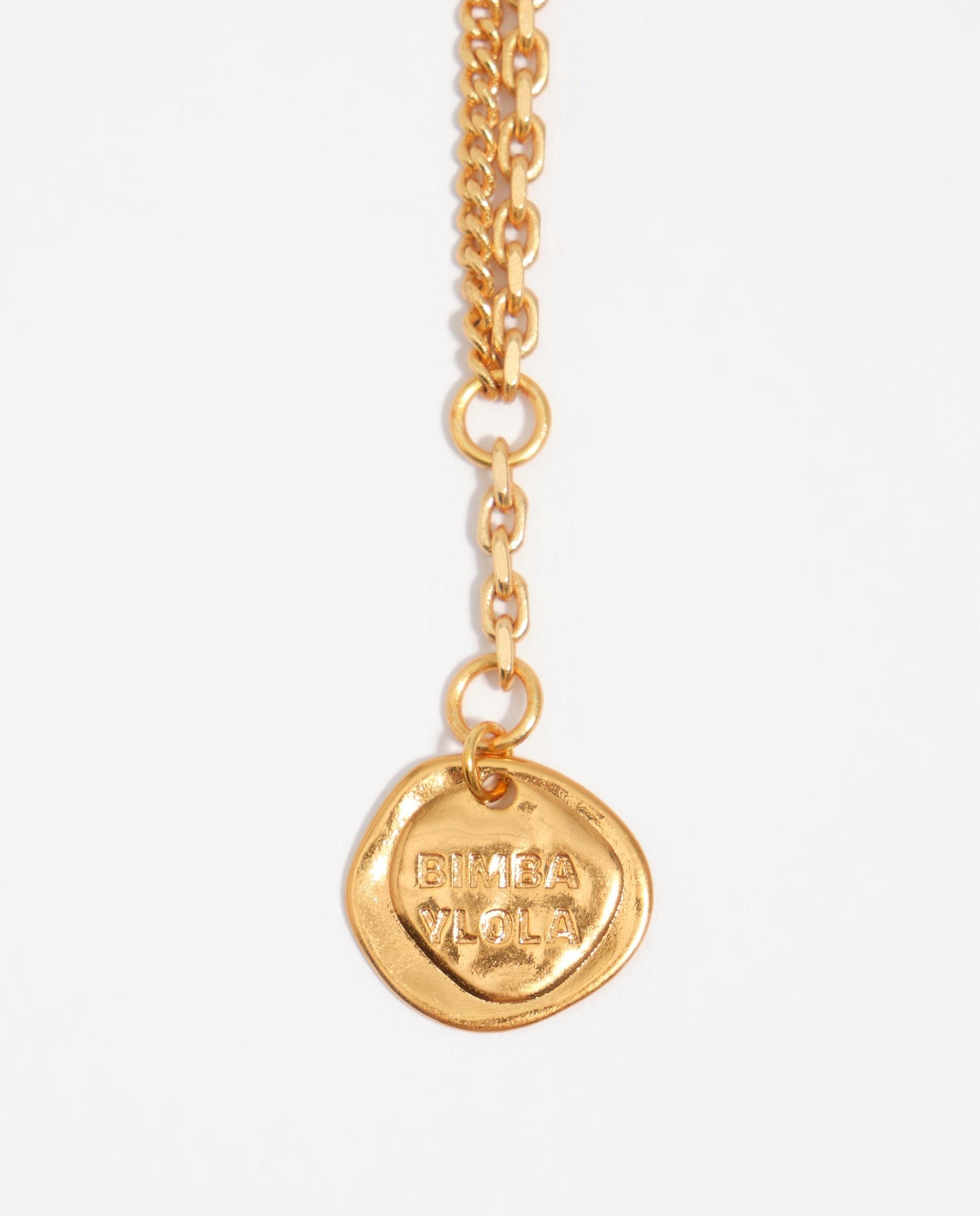 Pulseira de Corrente Dupla com Silhuetas em Metal Bicolor Dourado-3