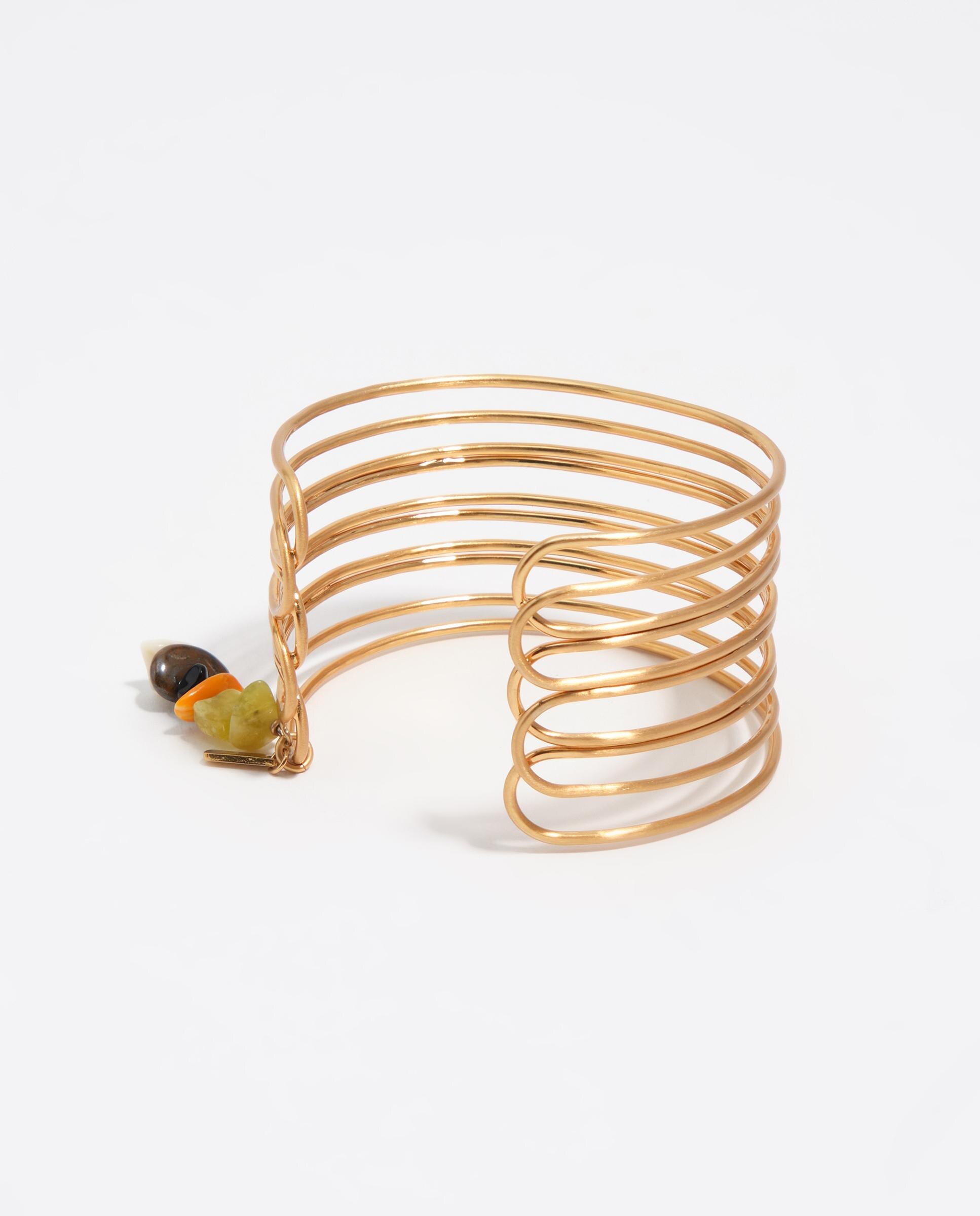 Pulseira Bracelete com Bandas e Textura Dourado-3