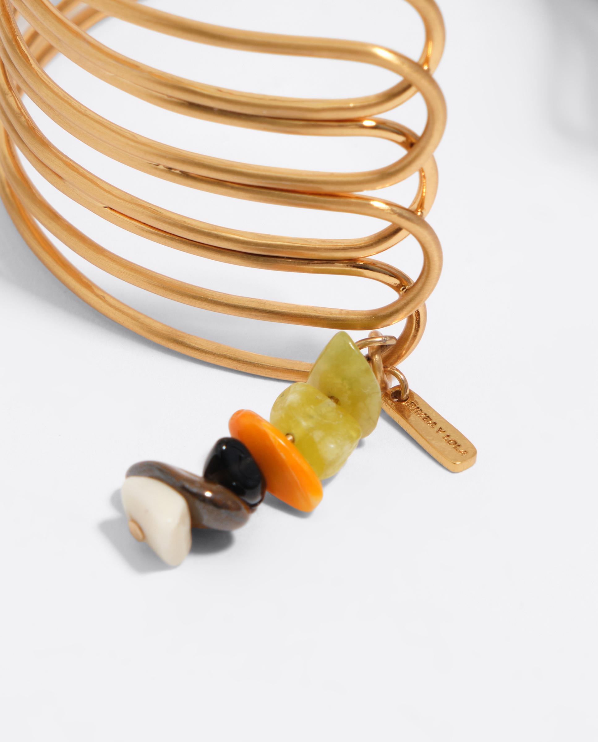 Pulseira Bracelete com Bandas e Textura Dourado-4
