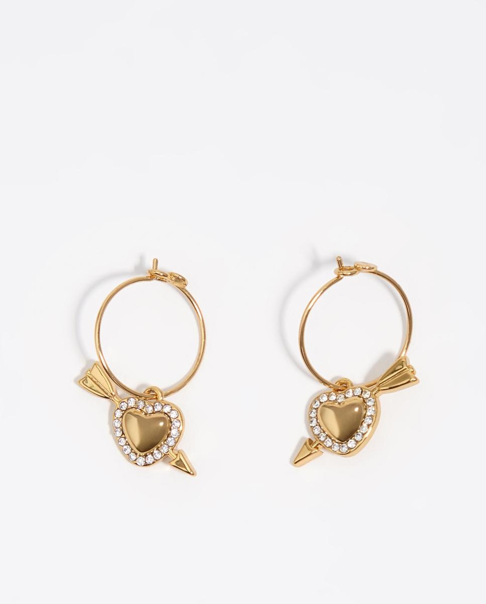 Brincos de Argola Coração e Flecha Dourados Dourado-1