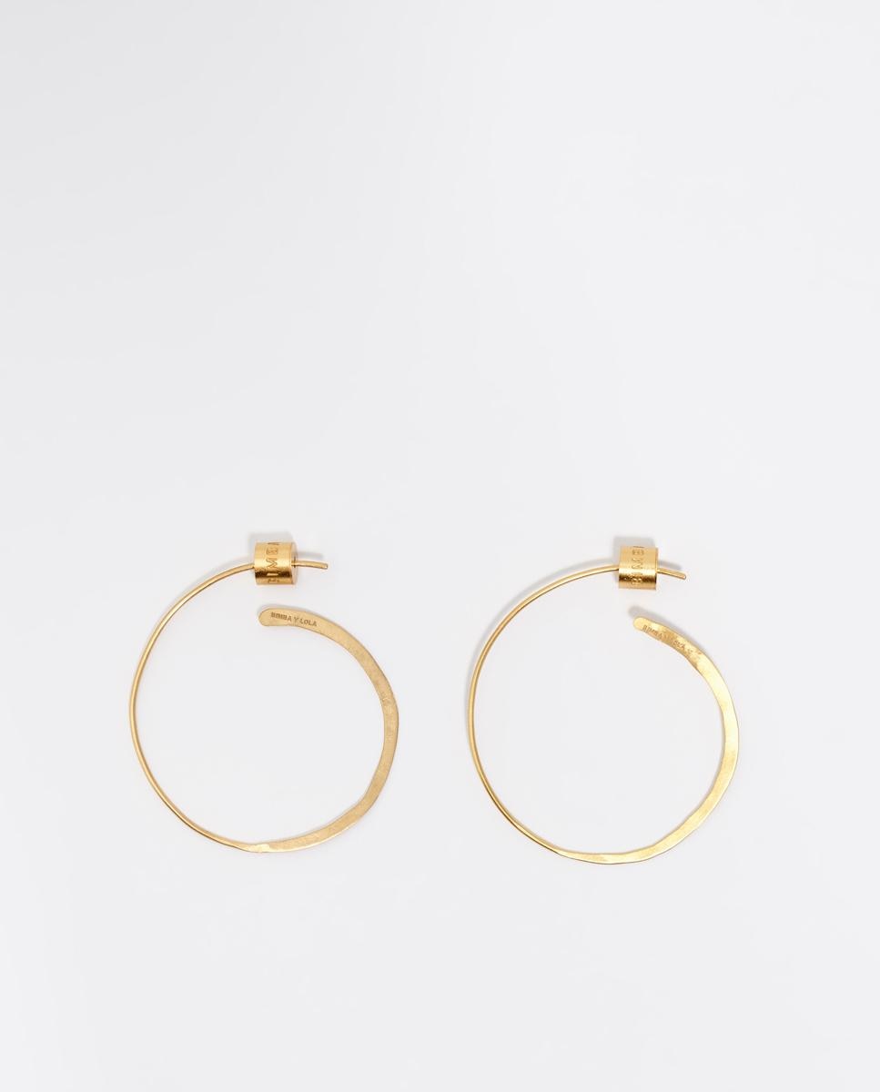 Brincos de Aro Pequeno com Textura em Dourado Envelhecido Dourado-1