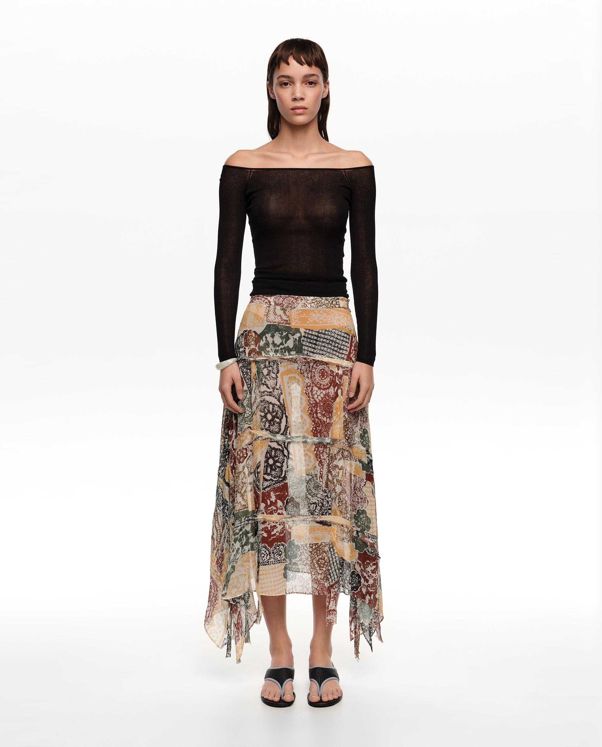 Imagem 0 de Saia Fluída Irregular Desfiada Lace Marfim