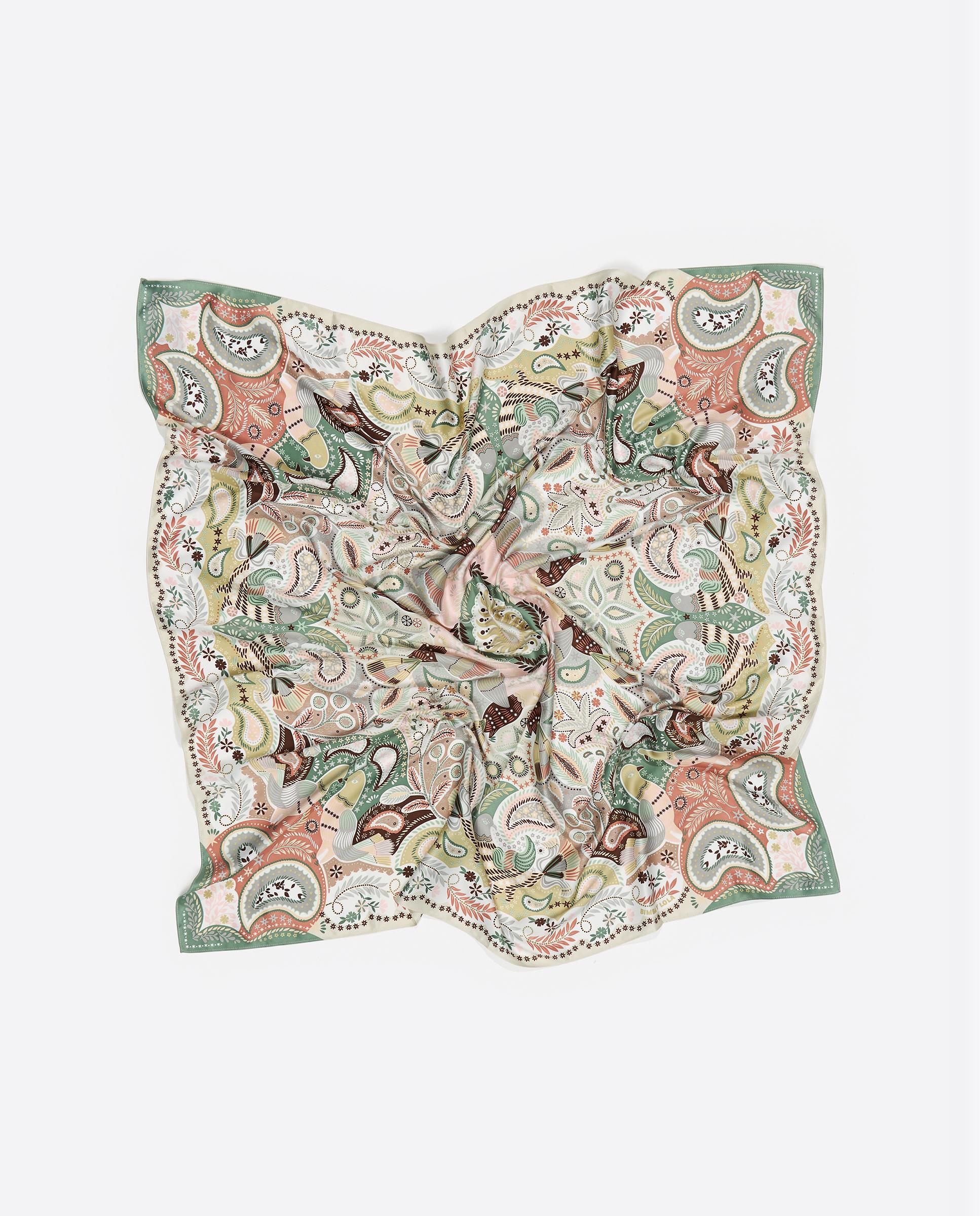Écharpe com Estampado Paisley Caleidoscópio Cinzento/Verde-3