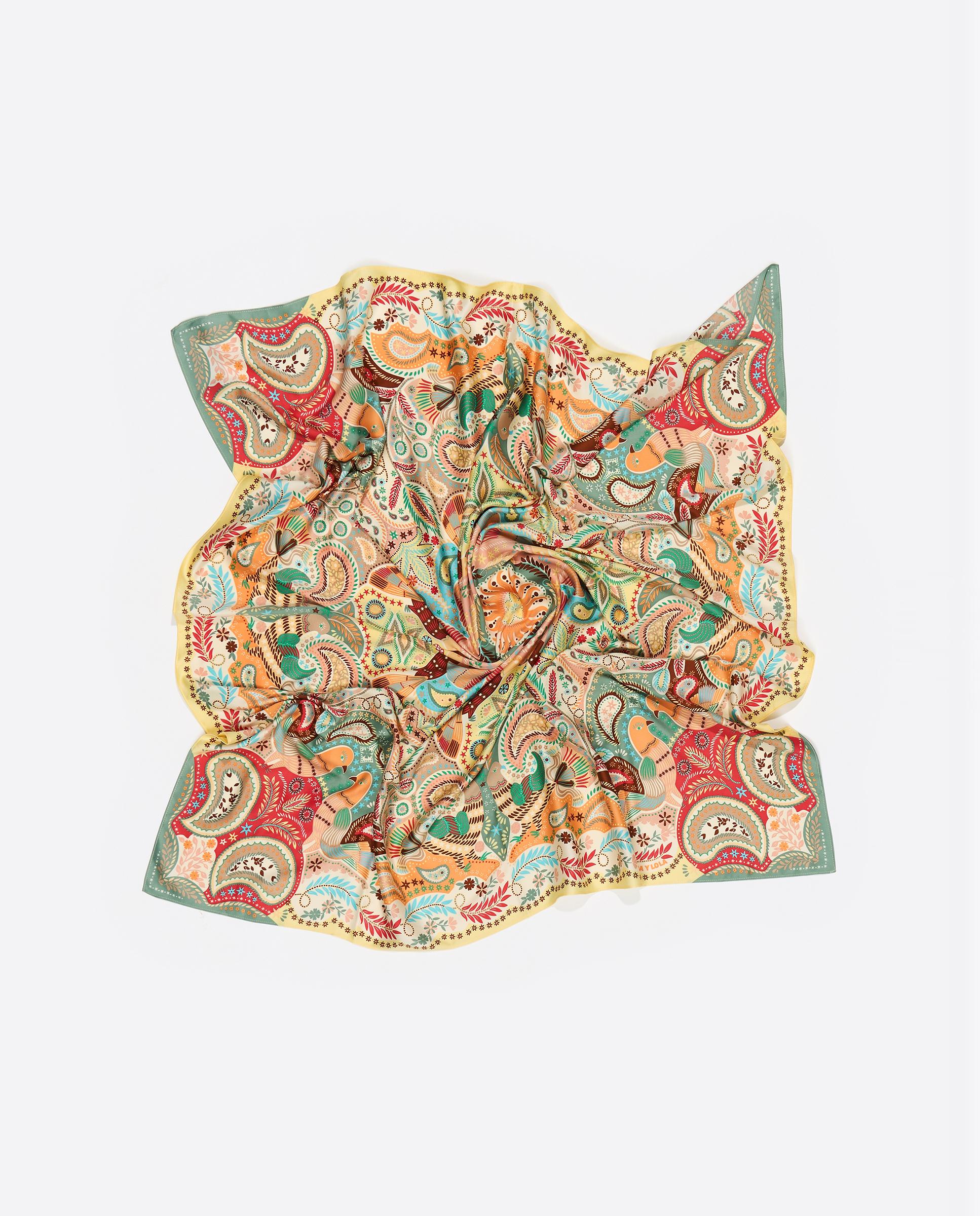 Écharpe com Estampado Paisley Caleidoscópio Amarelo-3
