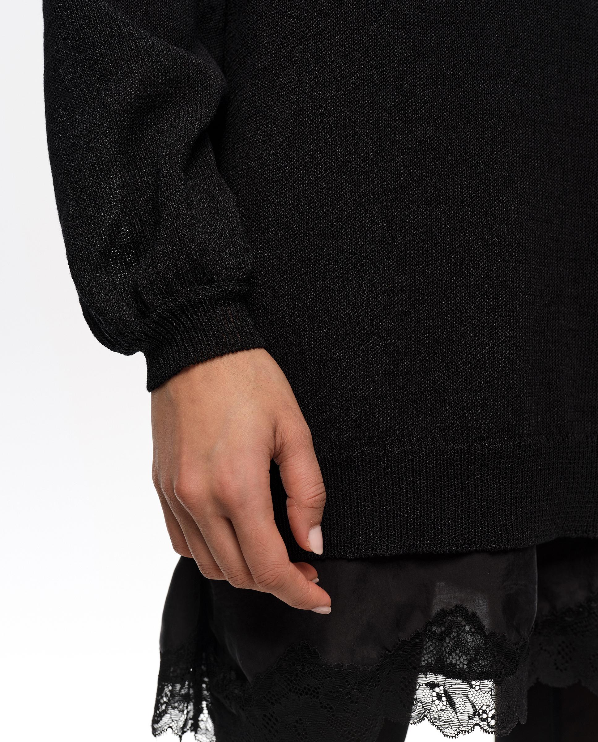 Camisola com Decote V Algodão Preto-3