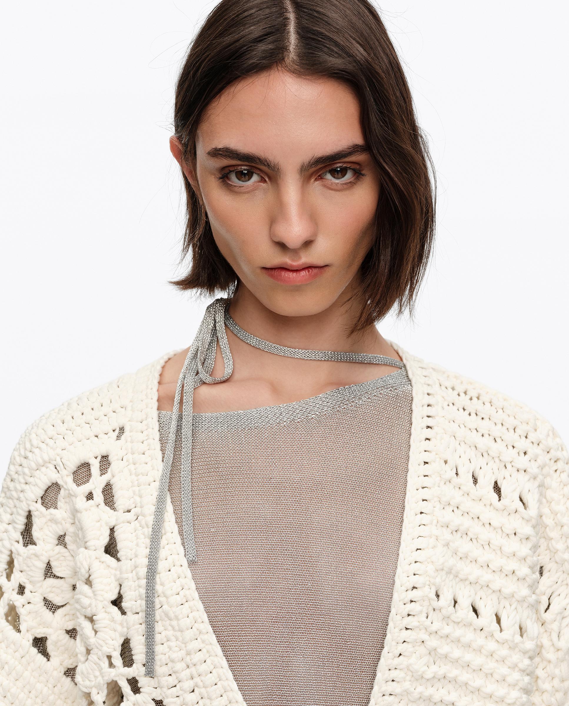 Cardigan em Crochet Globo Branco-4