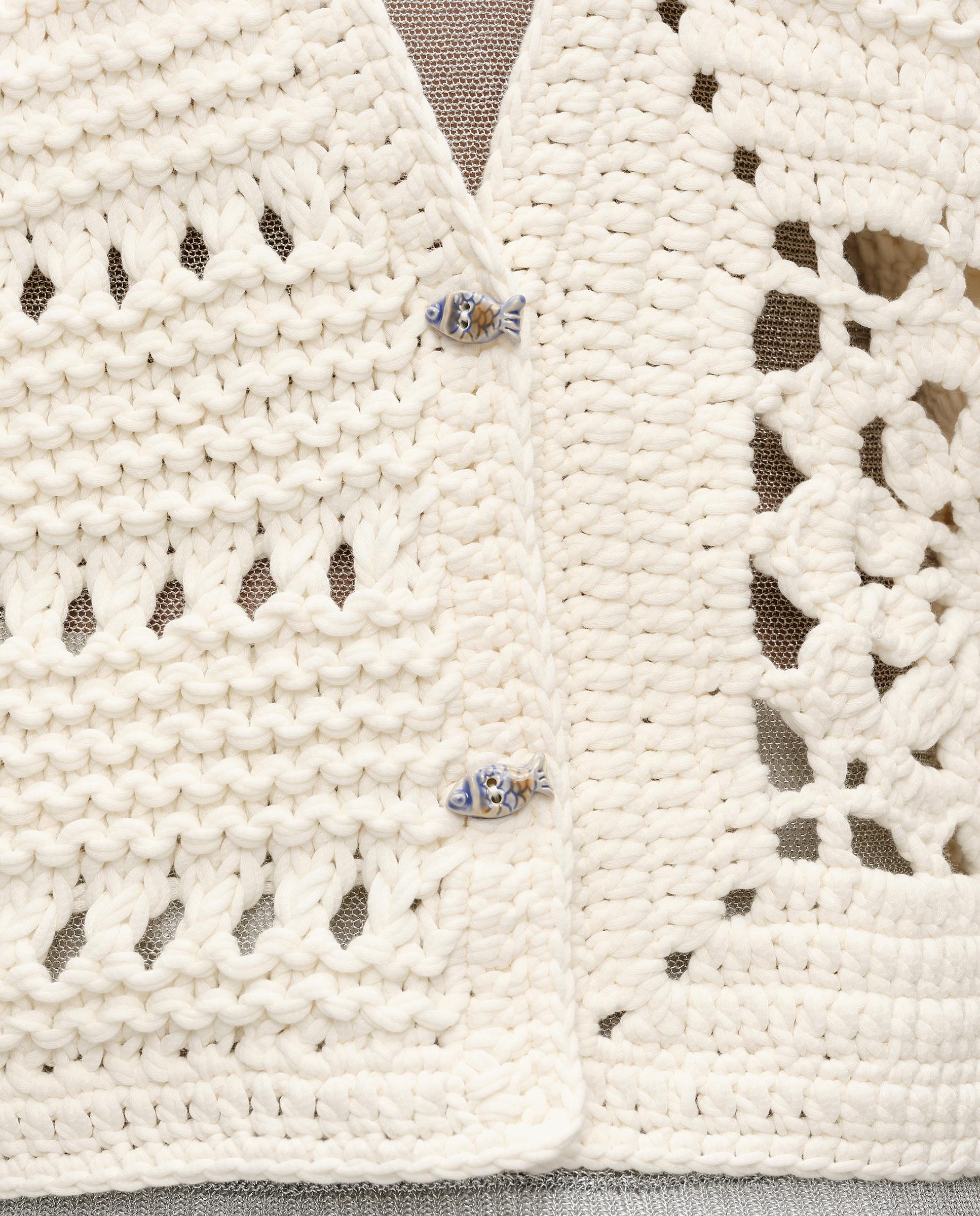 Cardigan em Crochet Globo Branco-5